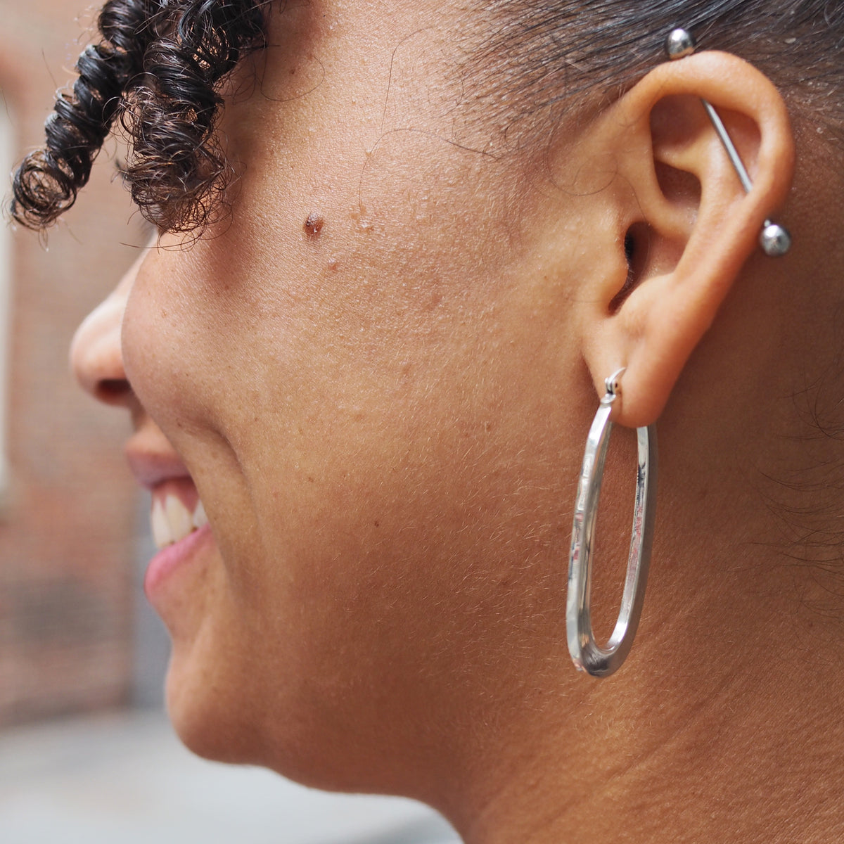Ameli Oval Sterling Silver Hoop Earrings