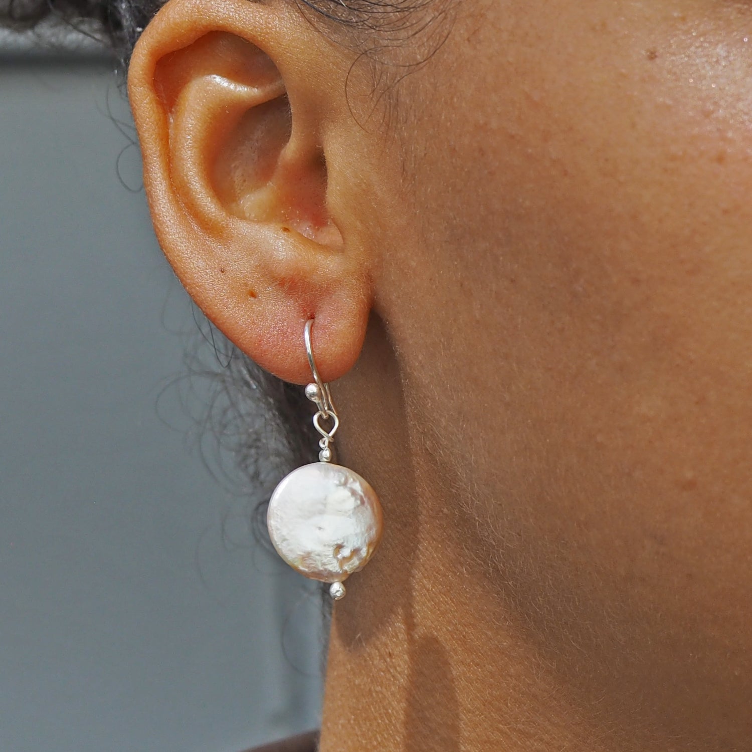Baroque Pearl Coin Drop Earrings