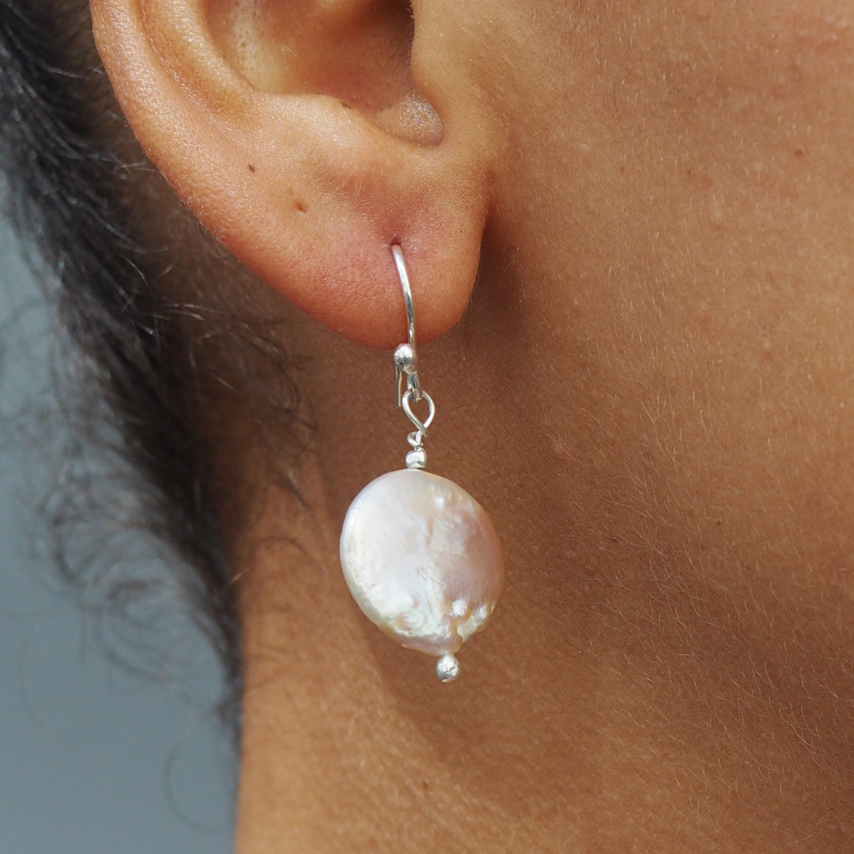 Baroque Pearl Coin Drop Earrings