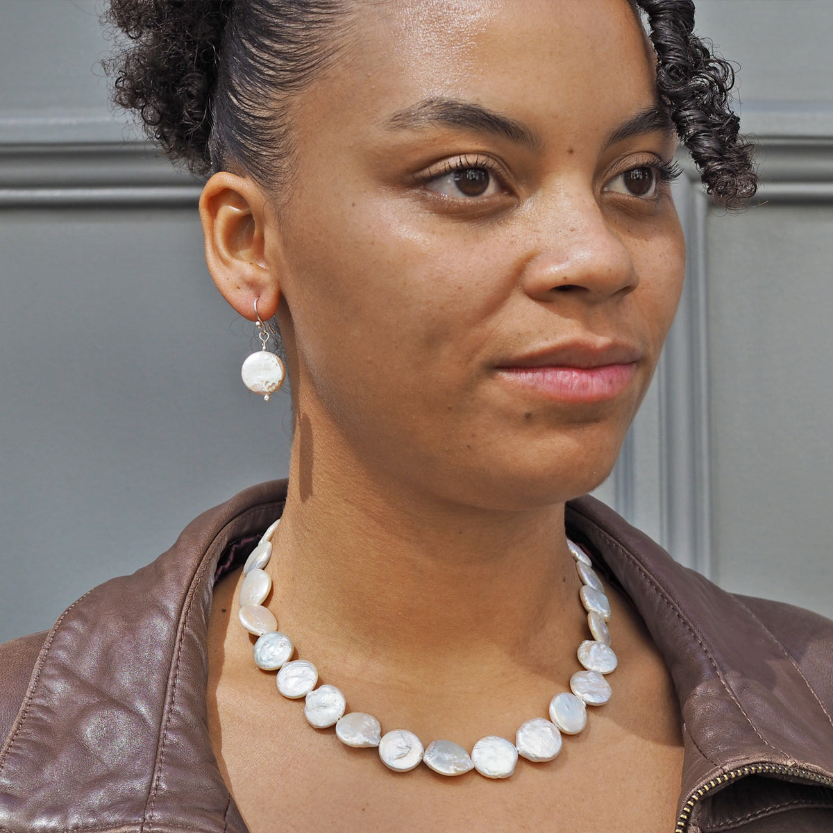 Baroque Pearl Coin Drop Earrings
