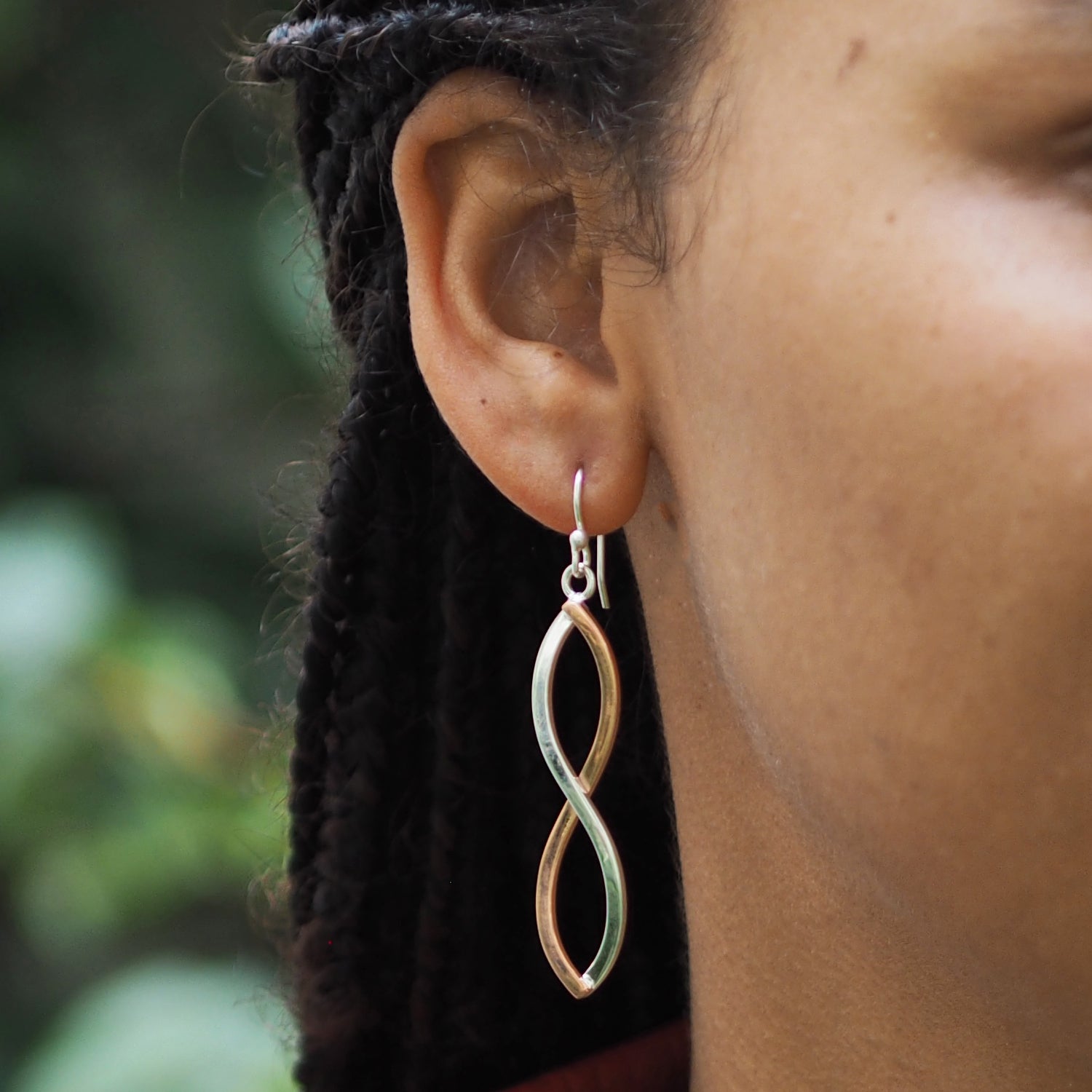 Infinity Weave Copper/Silver Drop Earrings