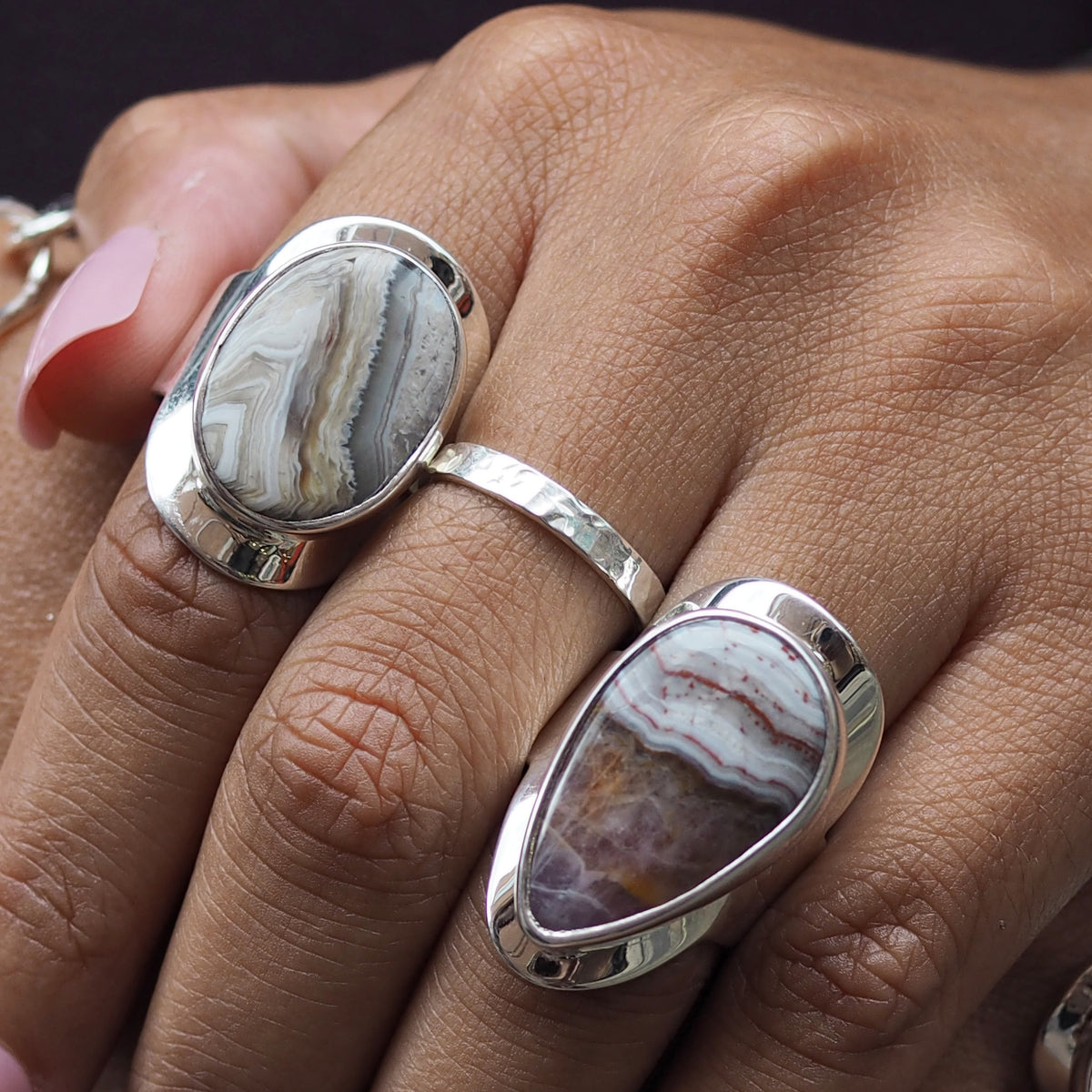 Monet Amethyst Agate Adjustable Medium Teardrop Ring