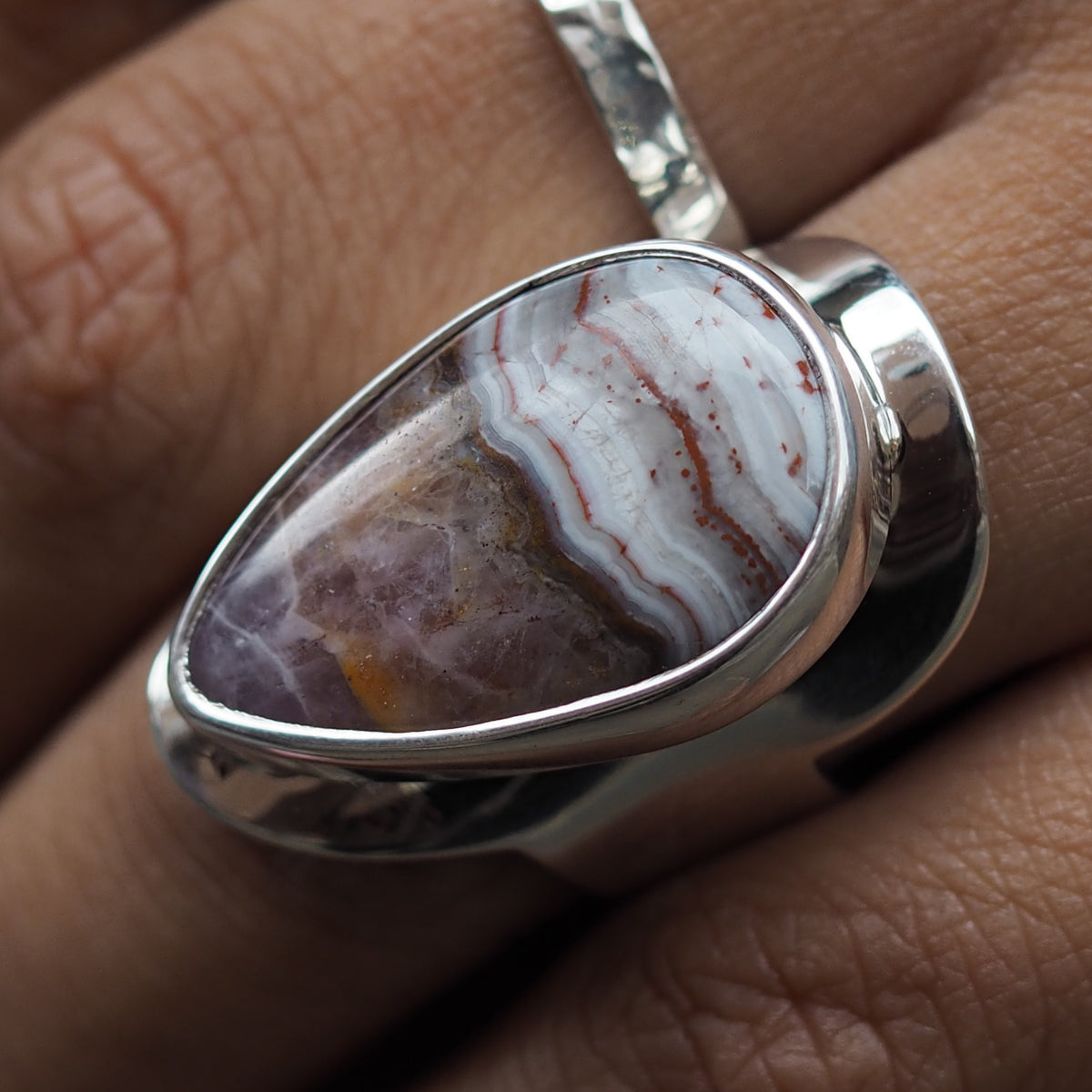 Monet Amethyst Agate Adjustable Medium Teardrop Ring