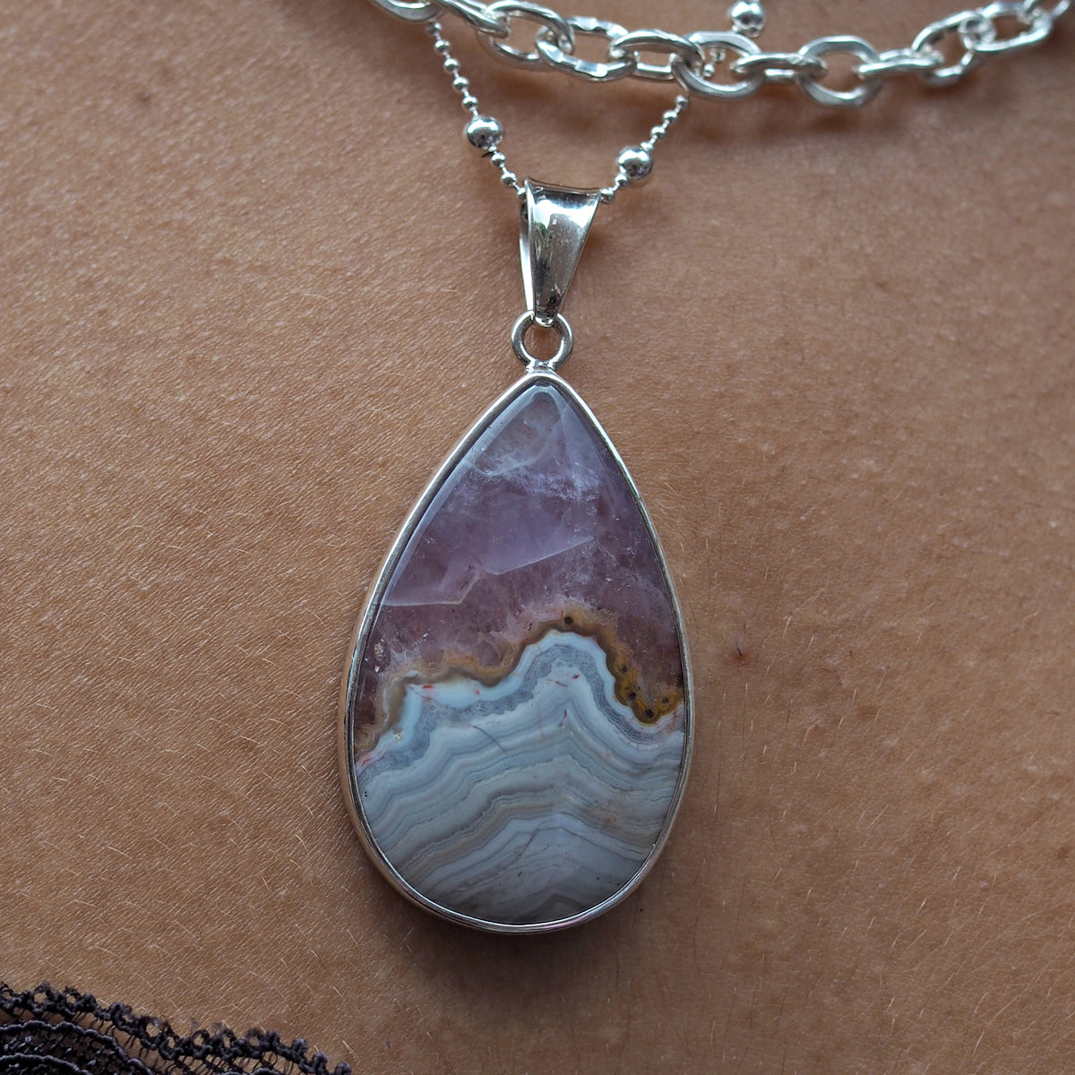 Monet Amethyst Agate XL Teardrop Pendant