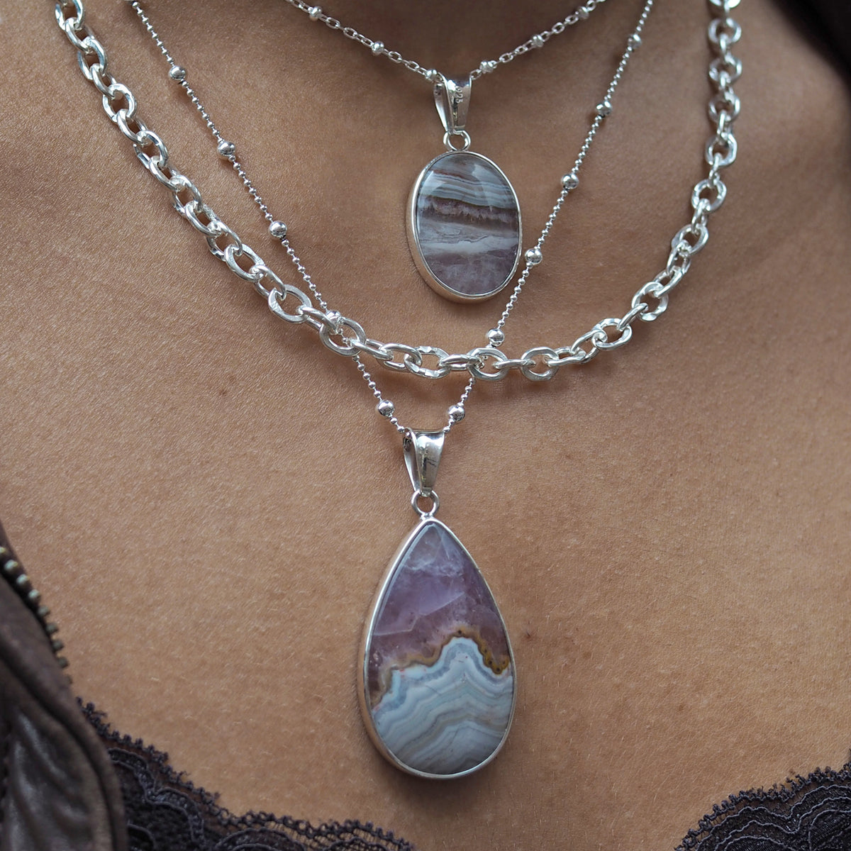 Monet Amethyst Agate XL Teardrop Pendant