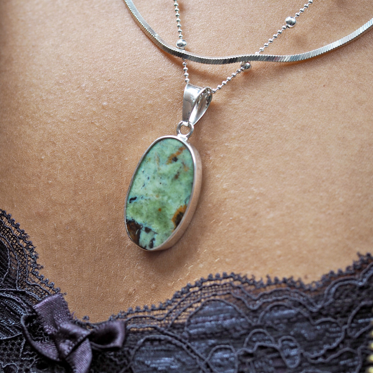 Monet Chrome Chalcedony Large Oval Pendant A