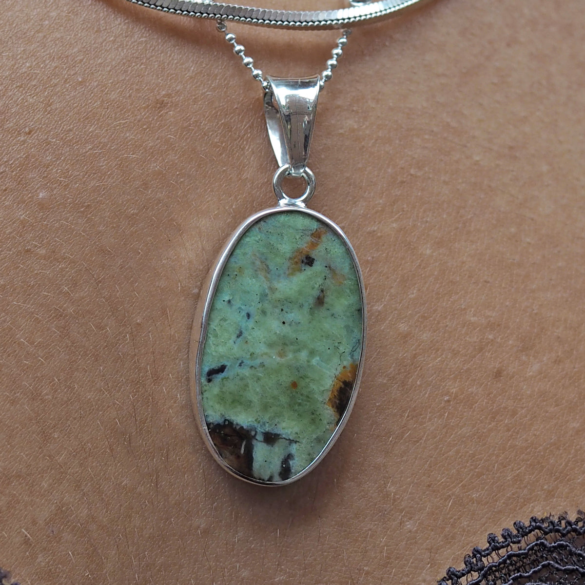 Monet Chrome Chalcedony Large Oval Pendant A