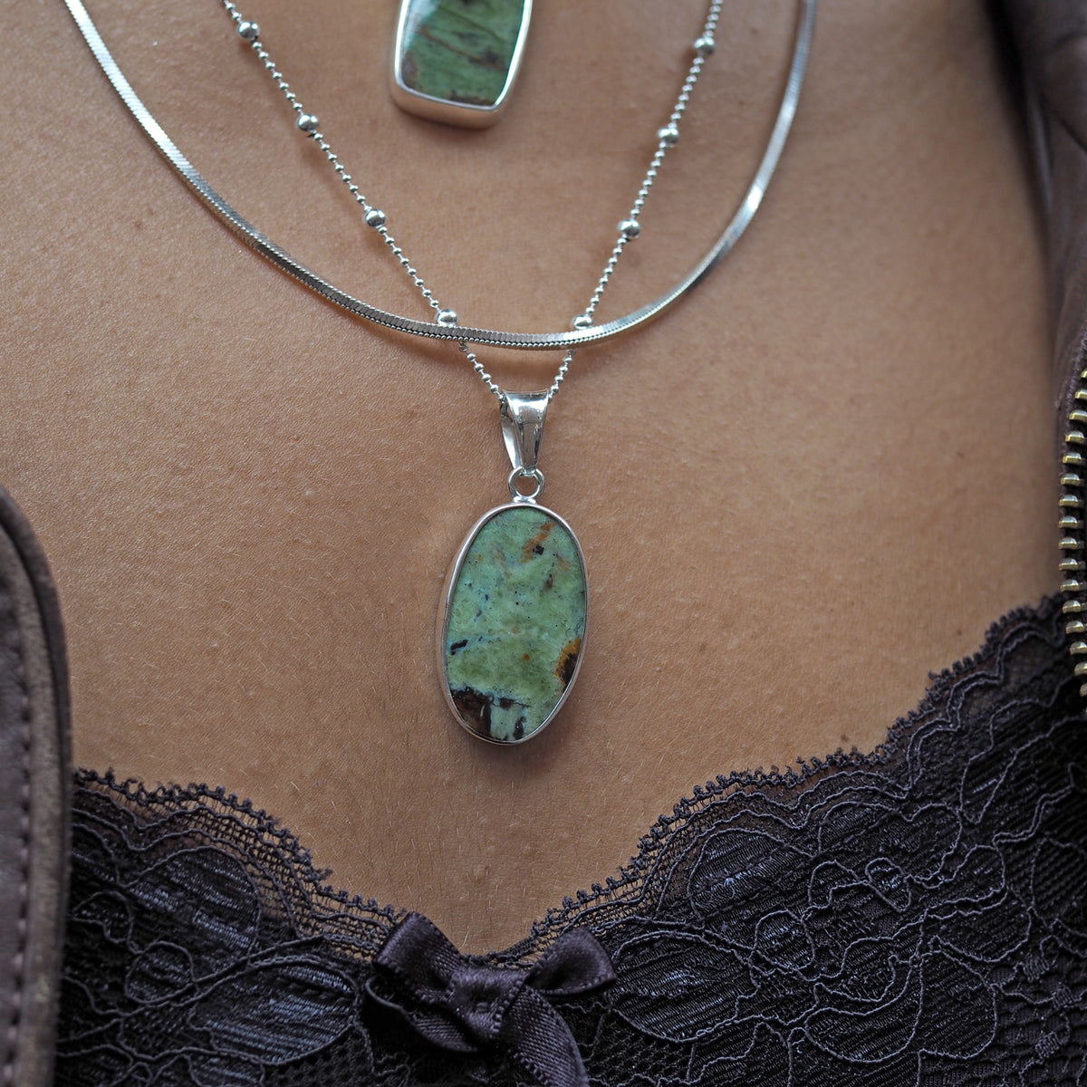 Monet Chrome Chalcedony Large Oval Pendant A
