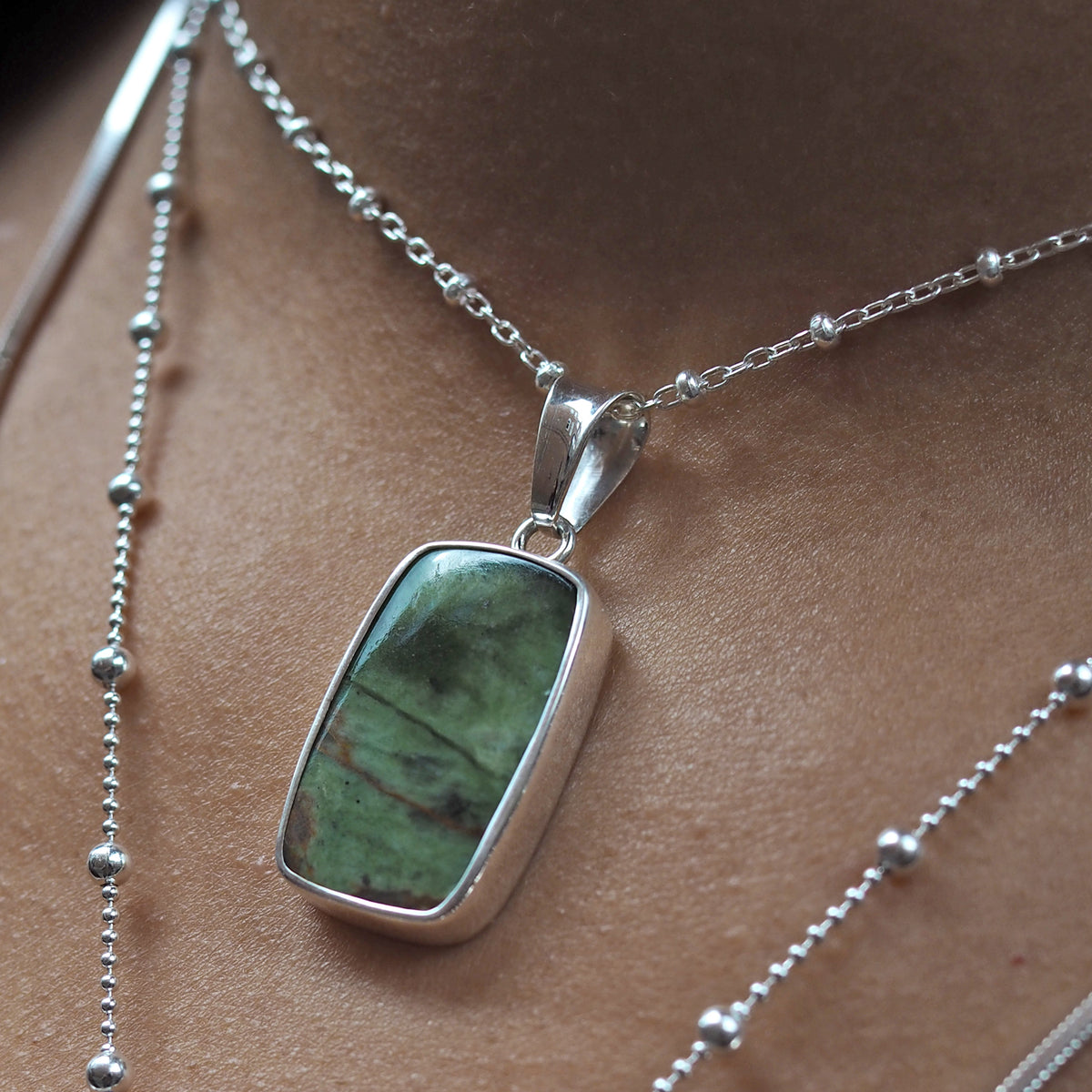 Monet Chrome Chalcedony Large Rectangle Pendant A