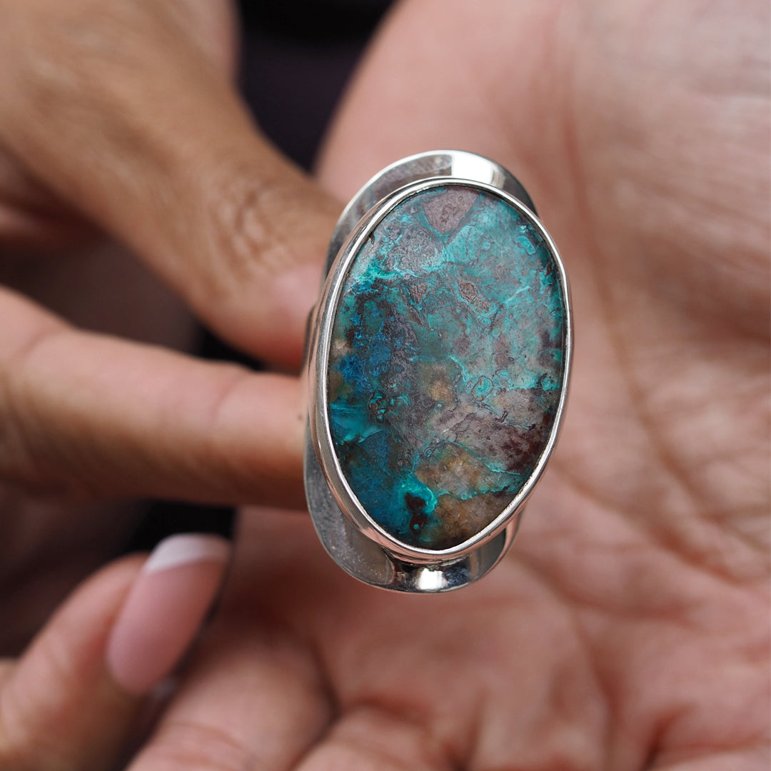 Monet Chrysocolla Adjustable Large Oval Ring