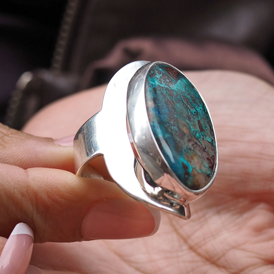 Monet Chrysocolla Adjustable Large Oval Ring