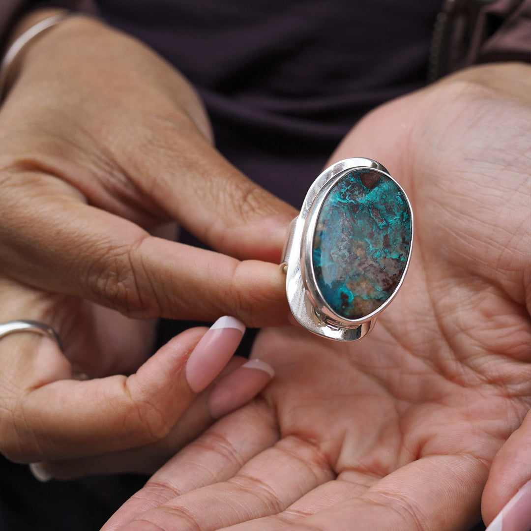 Monet Chrysocolla Adjustable Large Oval Ring