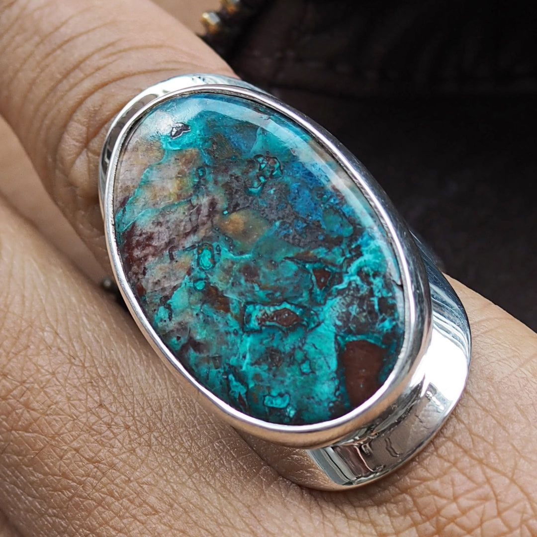 Monet Chrysocolla Adjustable Large Oval Ring