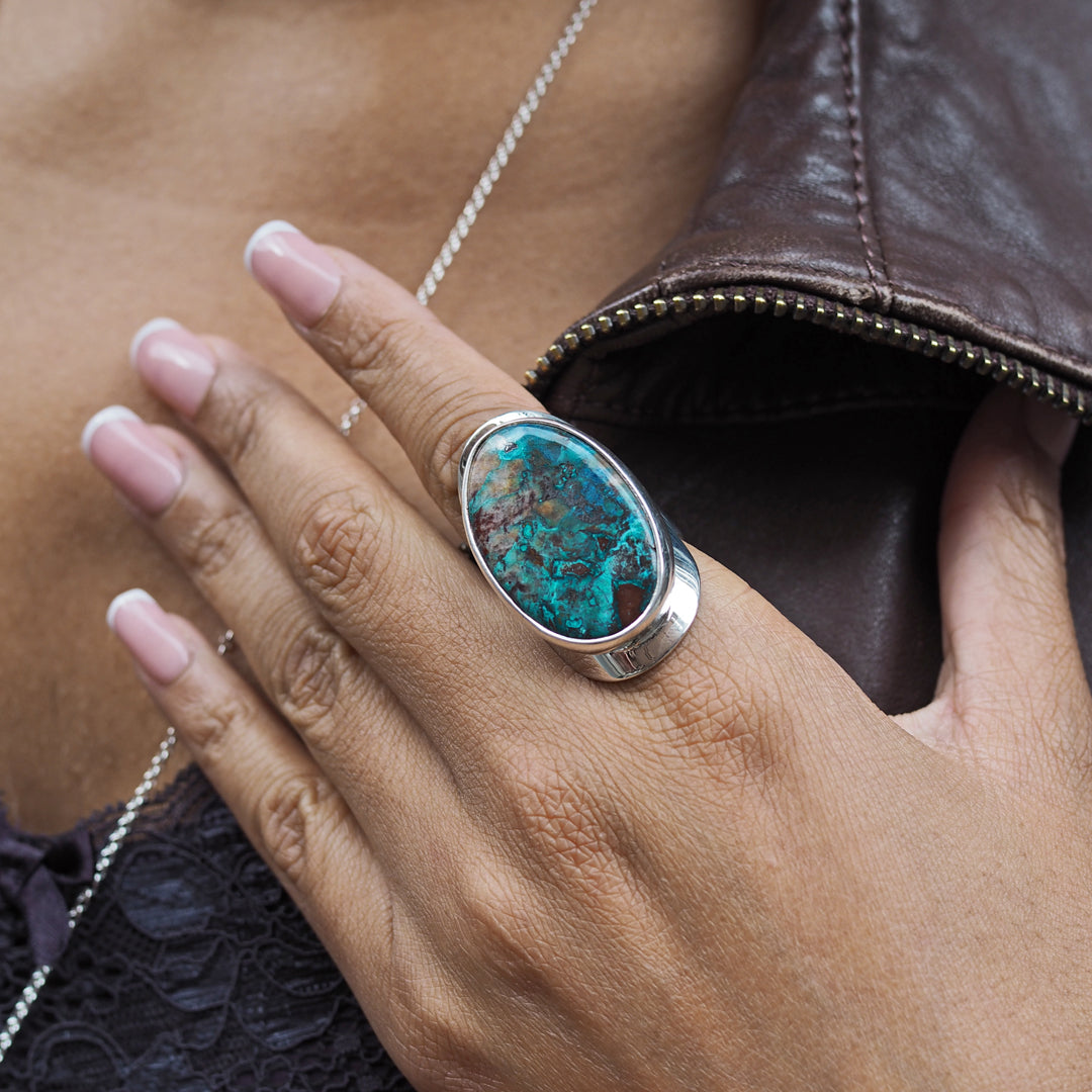 Monet Chrysocolla Adjustable Large Oval Ring