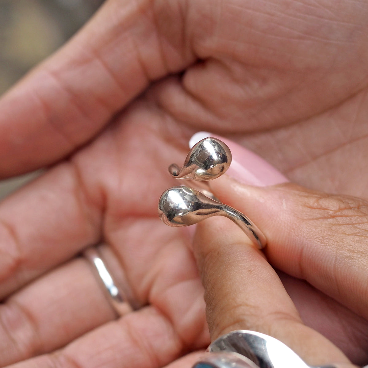 Pure Droplet Polished Sterling Silver Ring