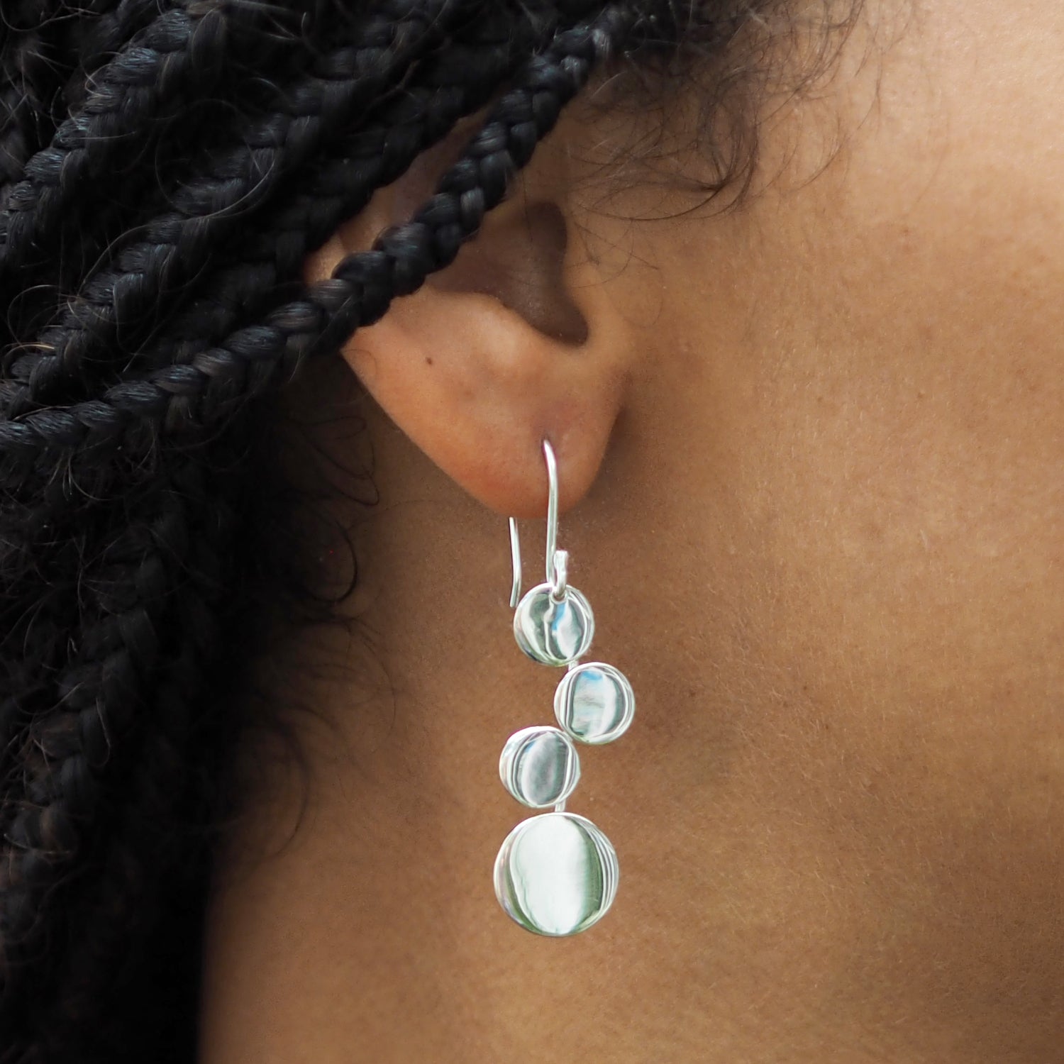 Unity Circles Sterling Silver Drop Earrings