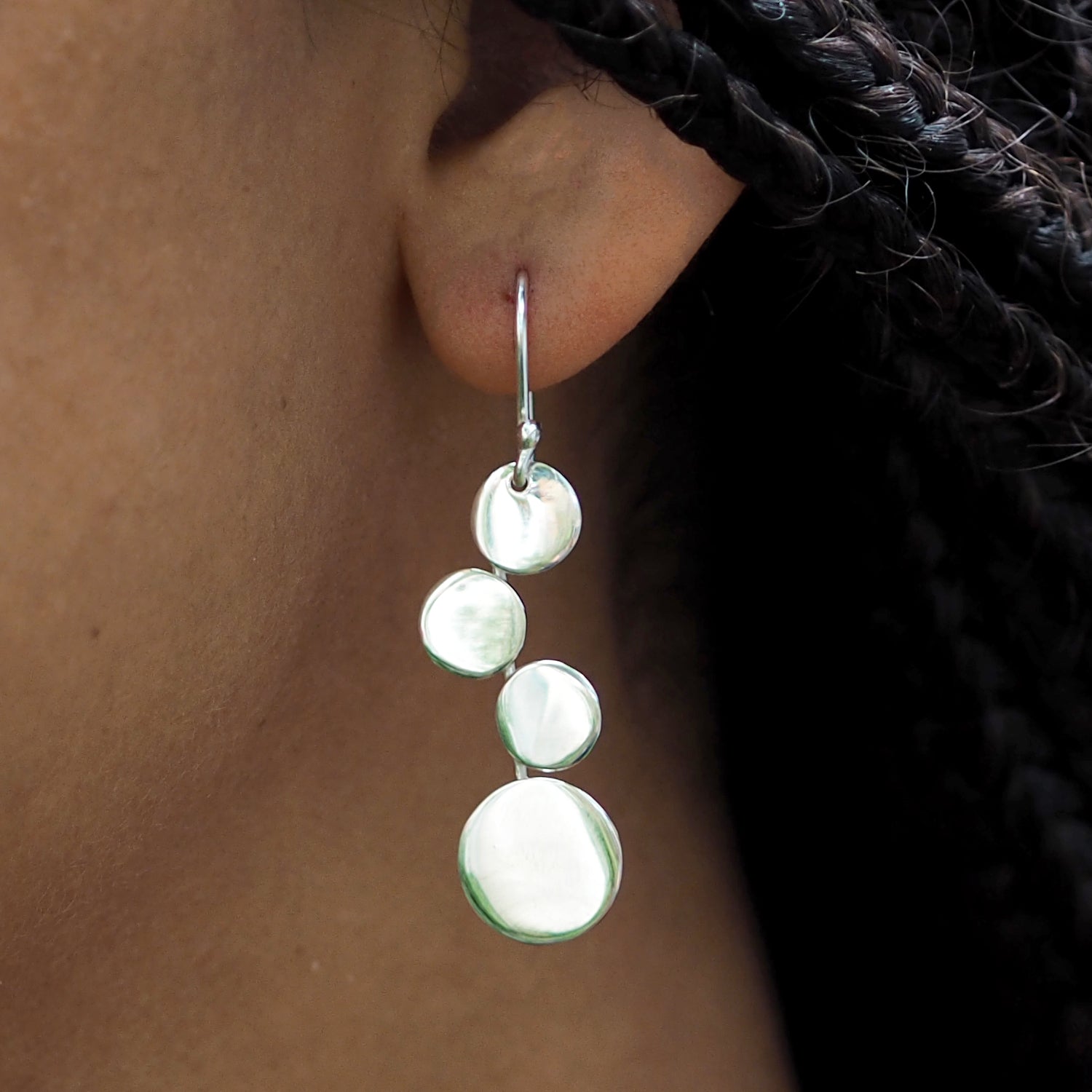 Unity Circles Sterling Silver Drop Earrings