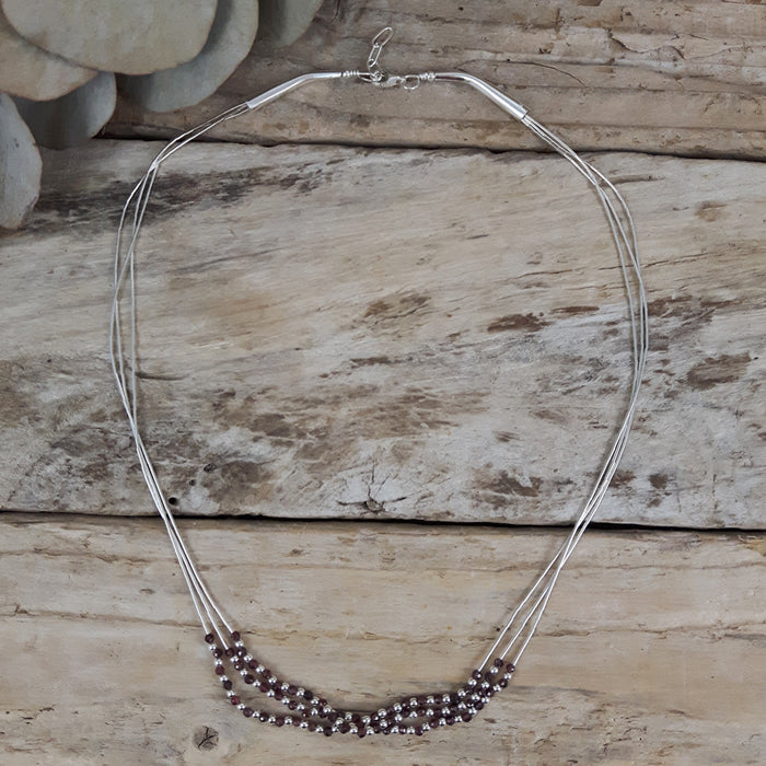 Beaded Garnet Necklace, January Birthstone, Garnet Beads – Abiza
