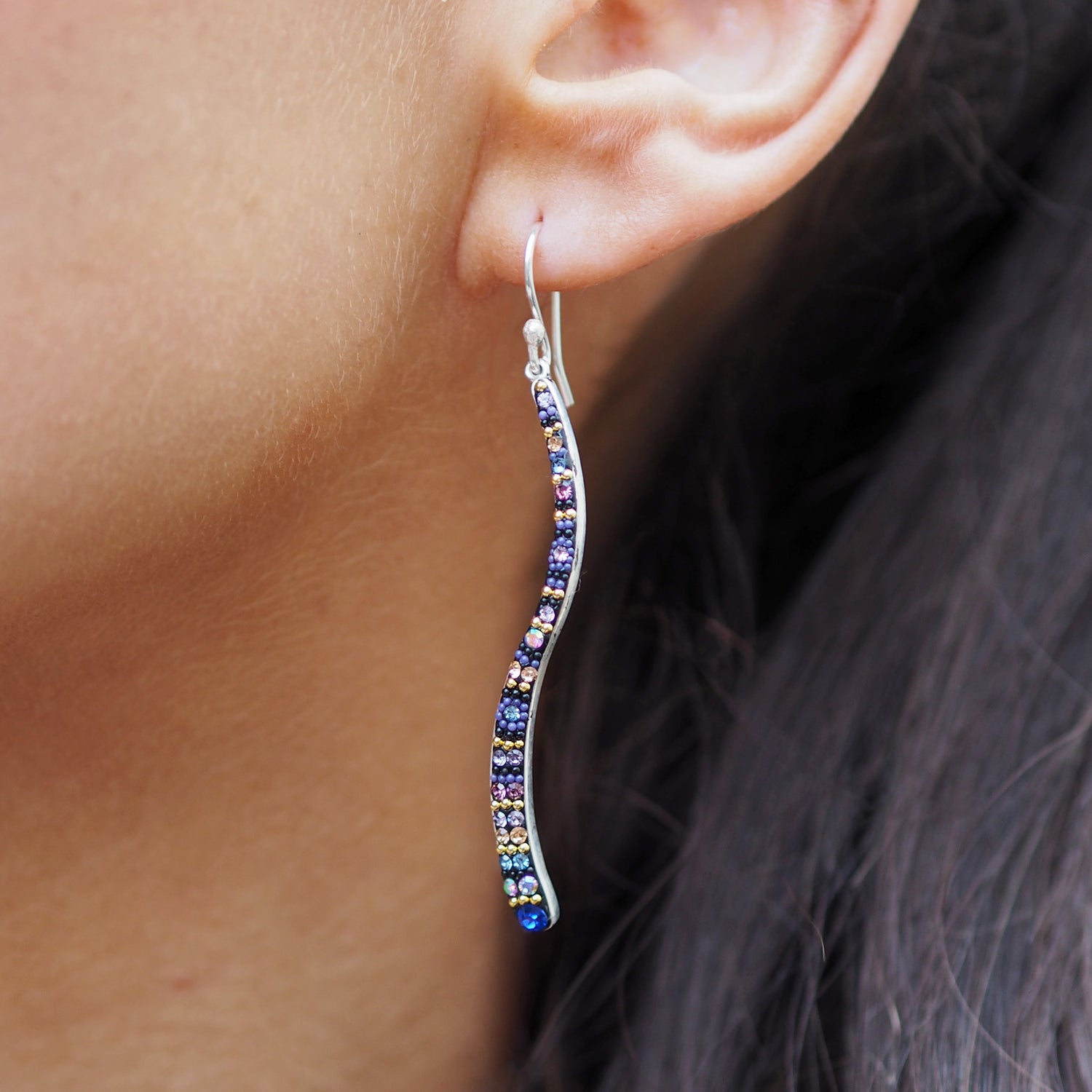 Allegra Purple Shimmer Sway Boho Drop Earrings