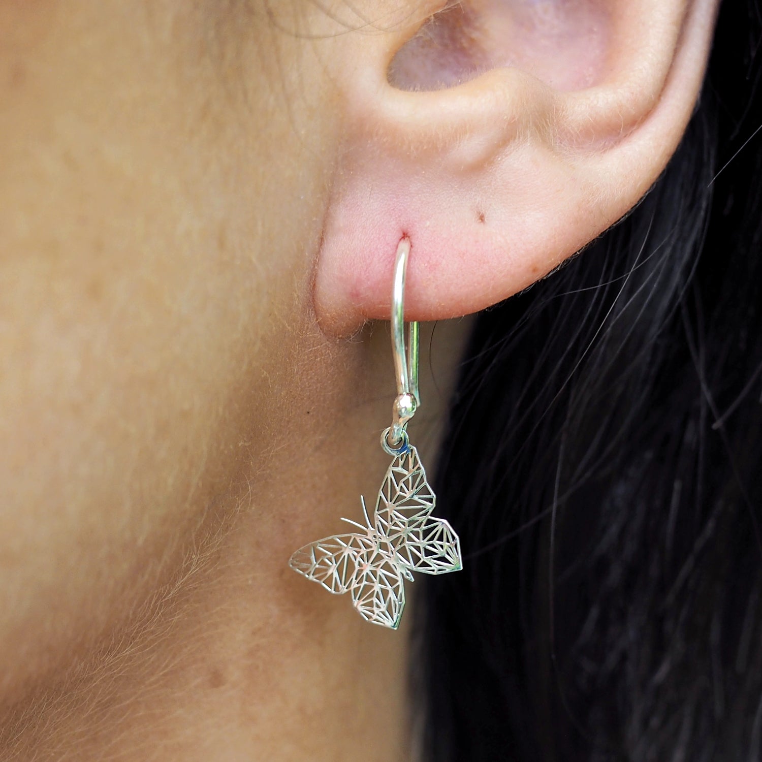 Celtic Silver Butterfly Drop Earrings