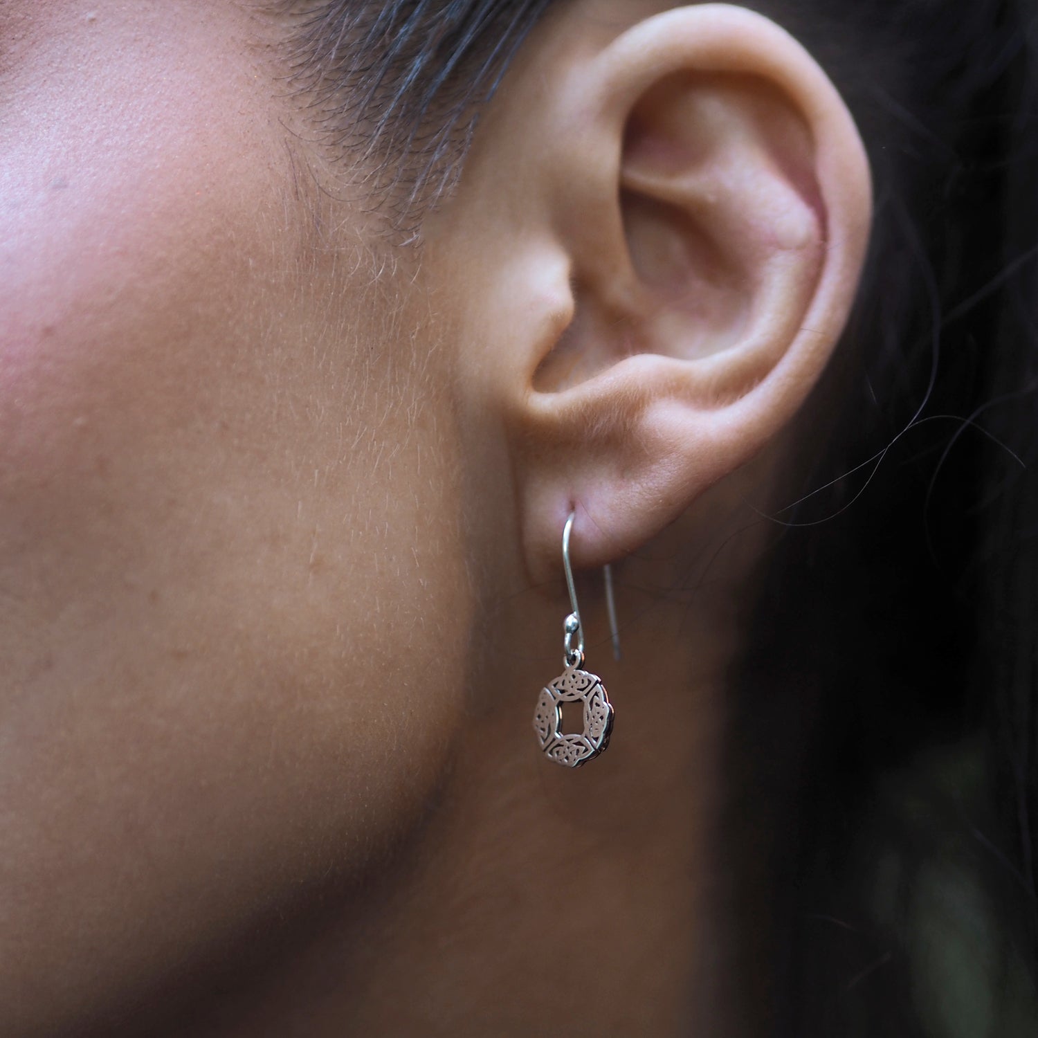 Celtic Dara Knot Copper & Silver Drop Earrings