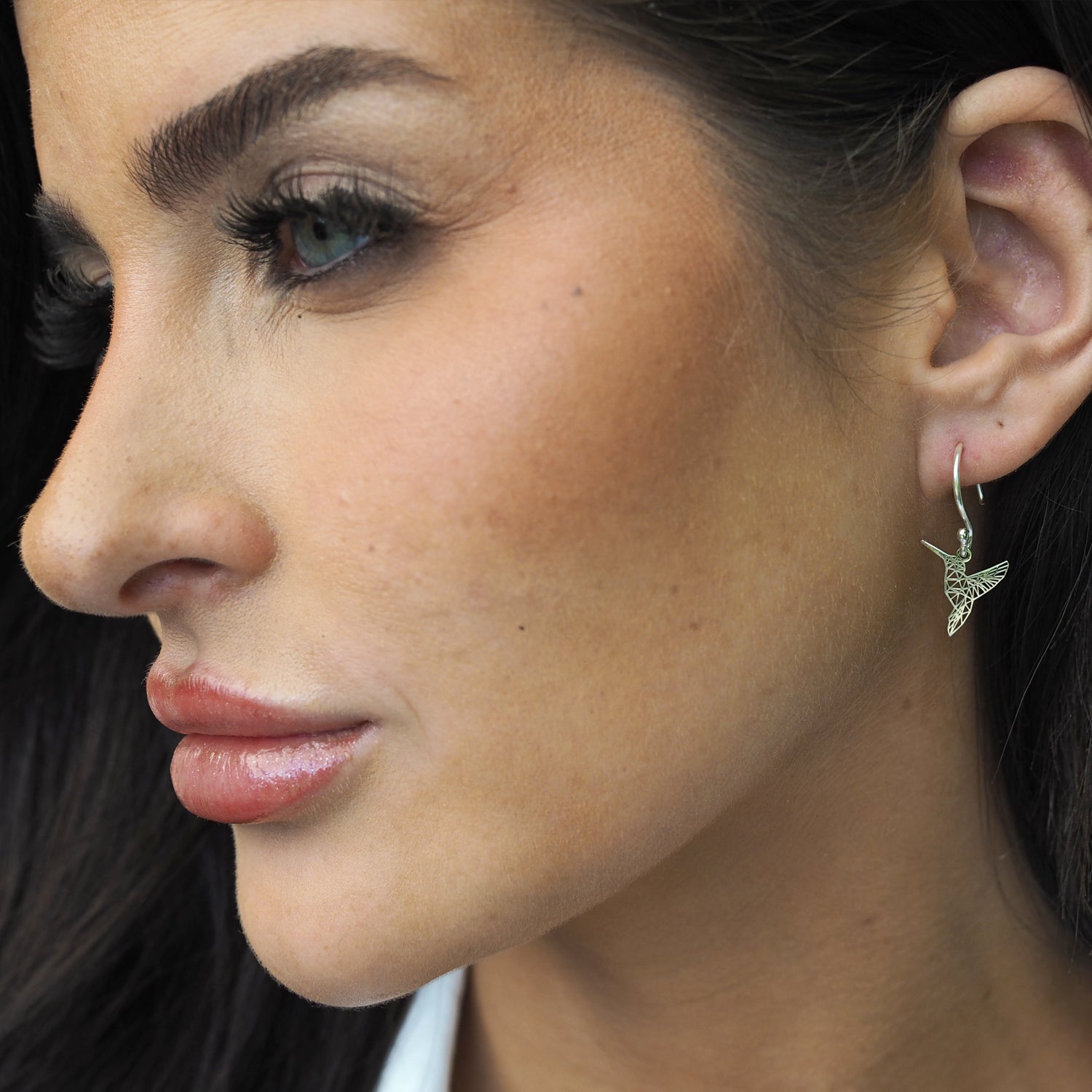 Celtic Silver Hummingbird Drop Earrings