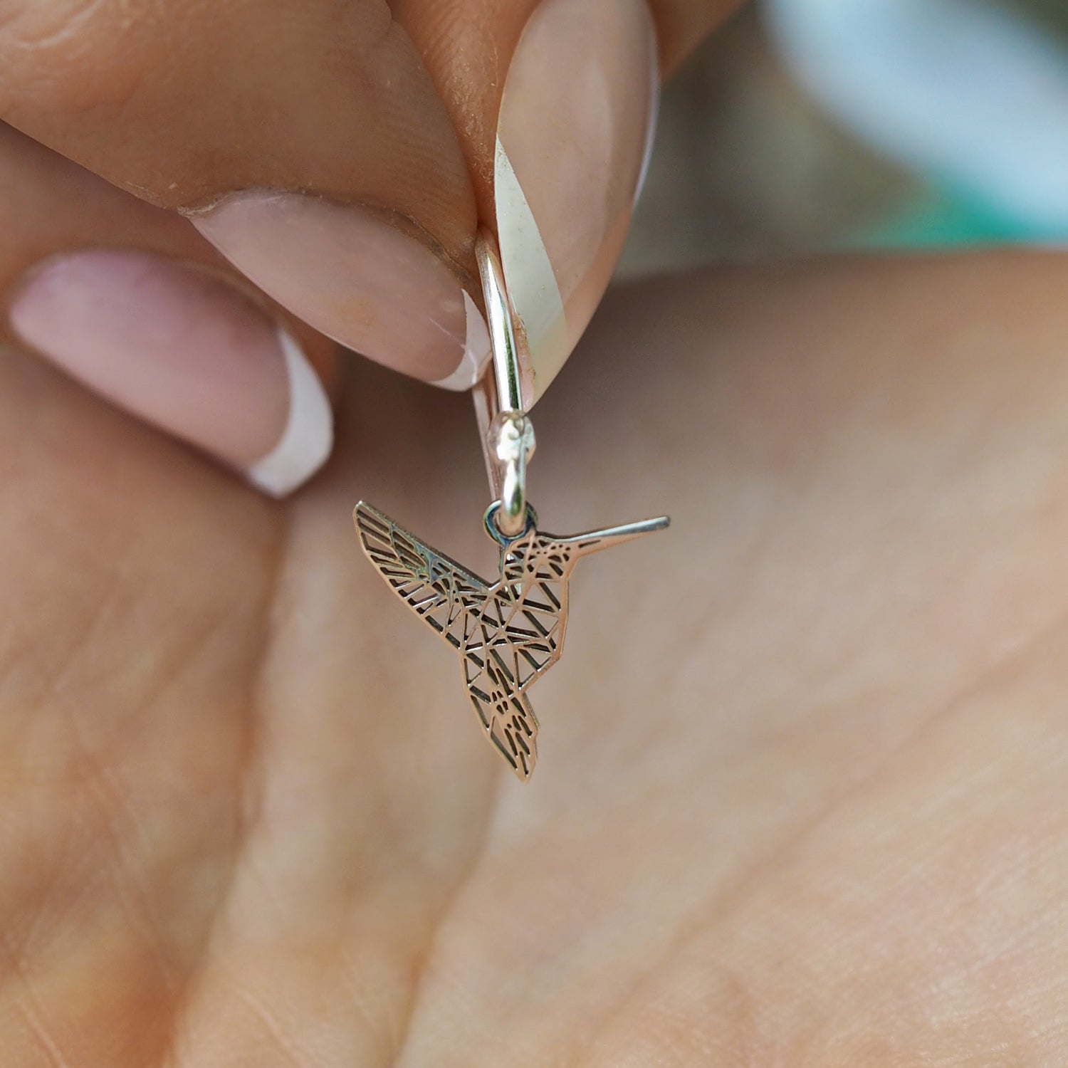 Celtic Silver Hummingbird Drop Earrings