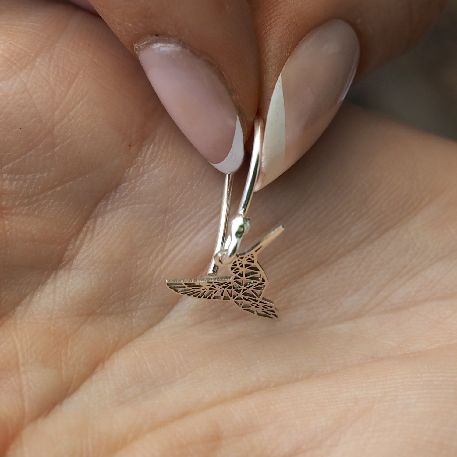 Celtic Silver Hummingbird Drop Earrings