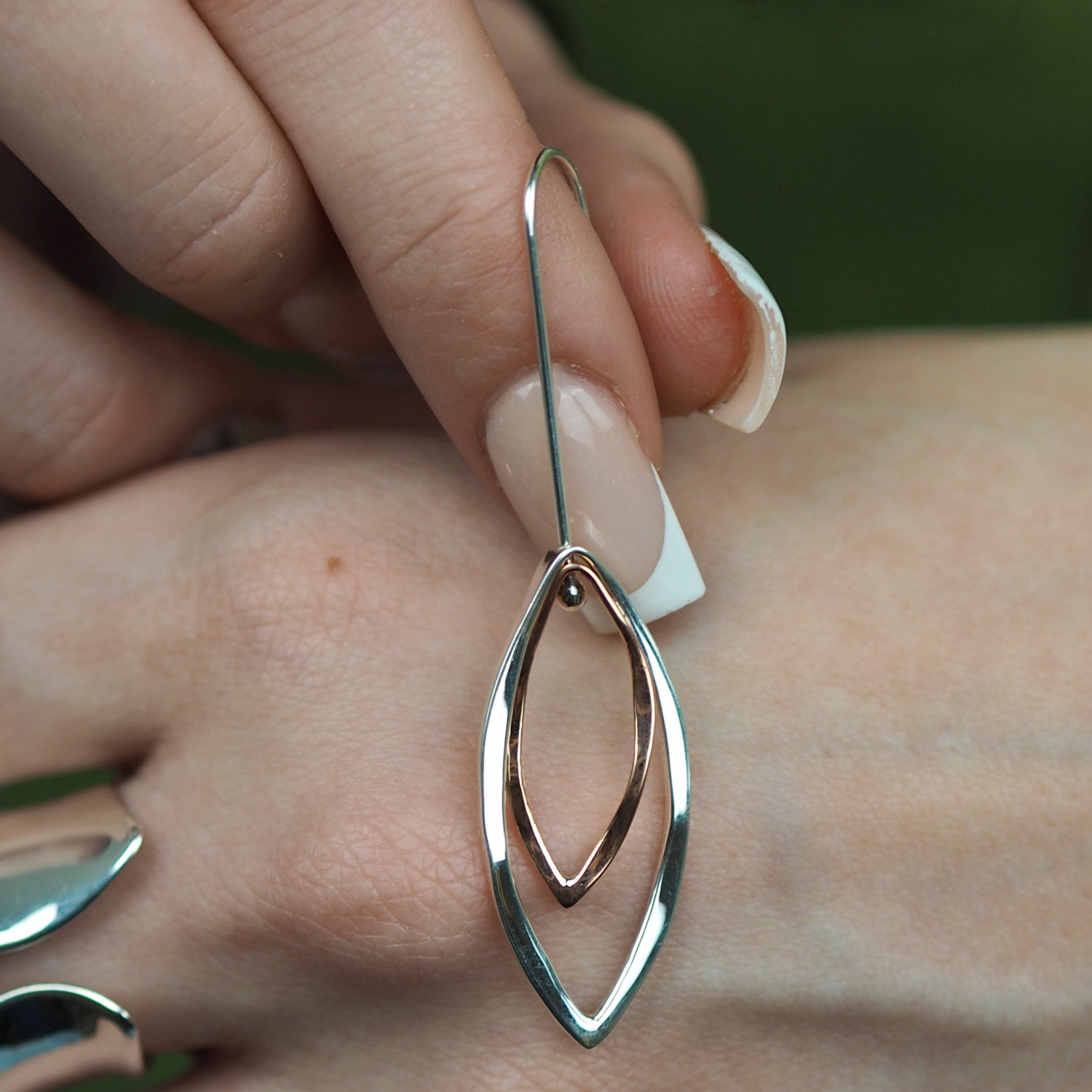 Forma Leaf Copper Silver Drop Earrings