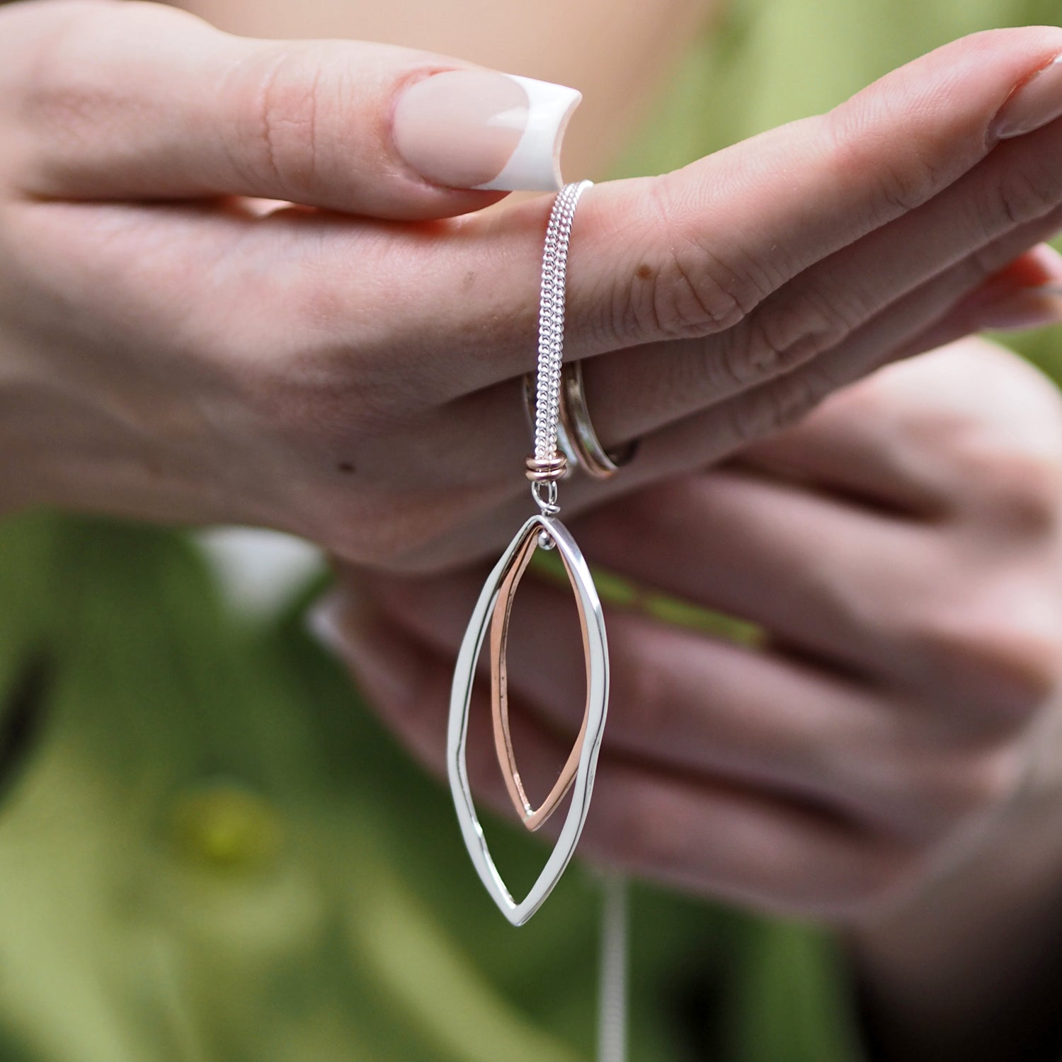 Forma Leaf Copper Silver Drop Earrings