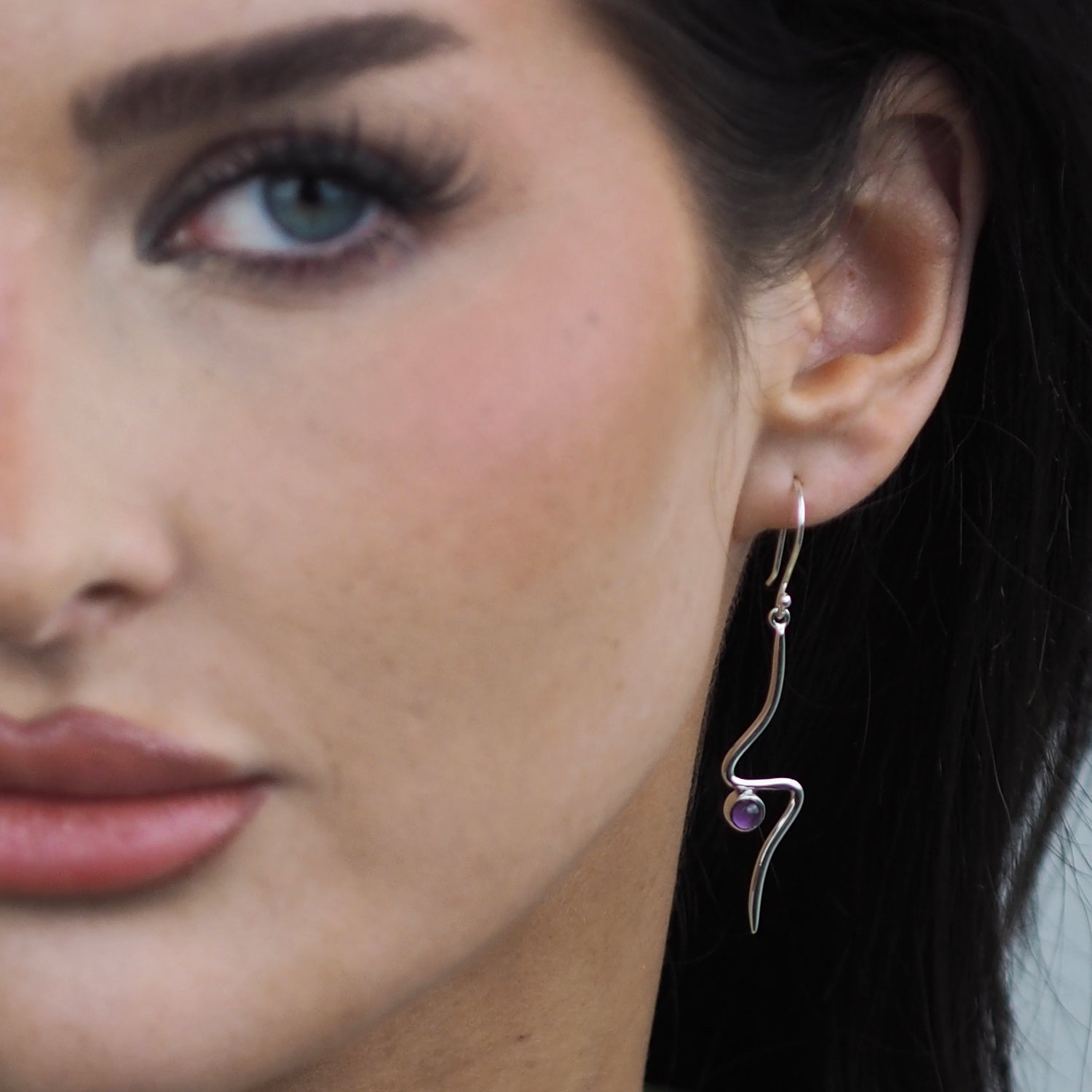 Linea Amethyst Birthstone Earrings