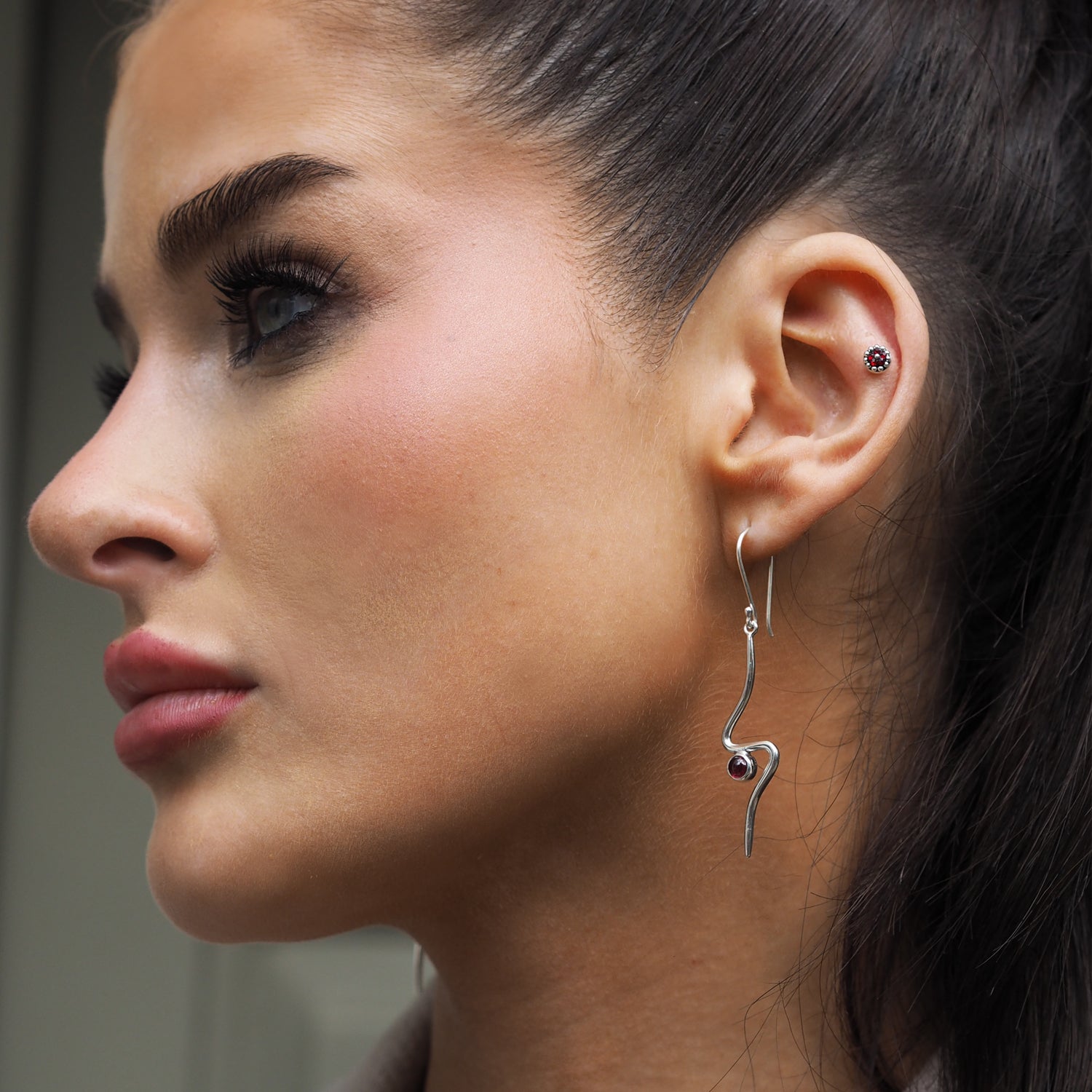 Linea Garnet Birthstone Earrings