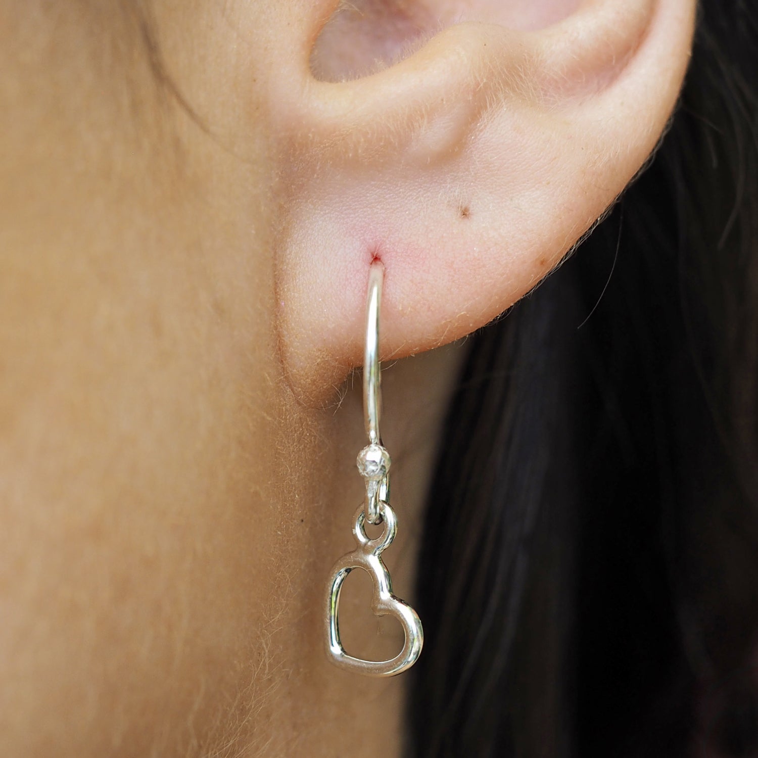Open Heart Drop Earrings