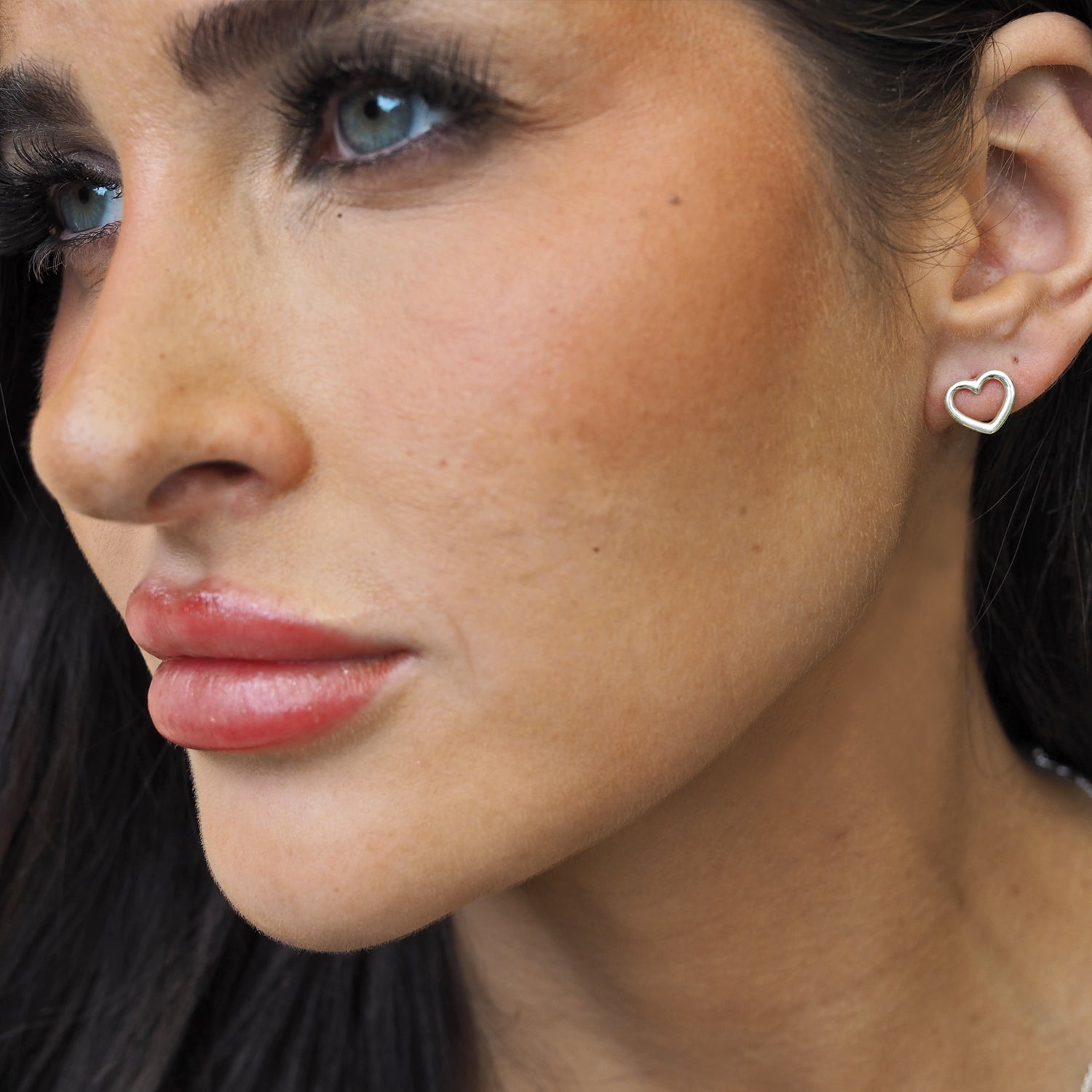Open Heart Stud Earrings