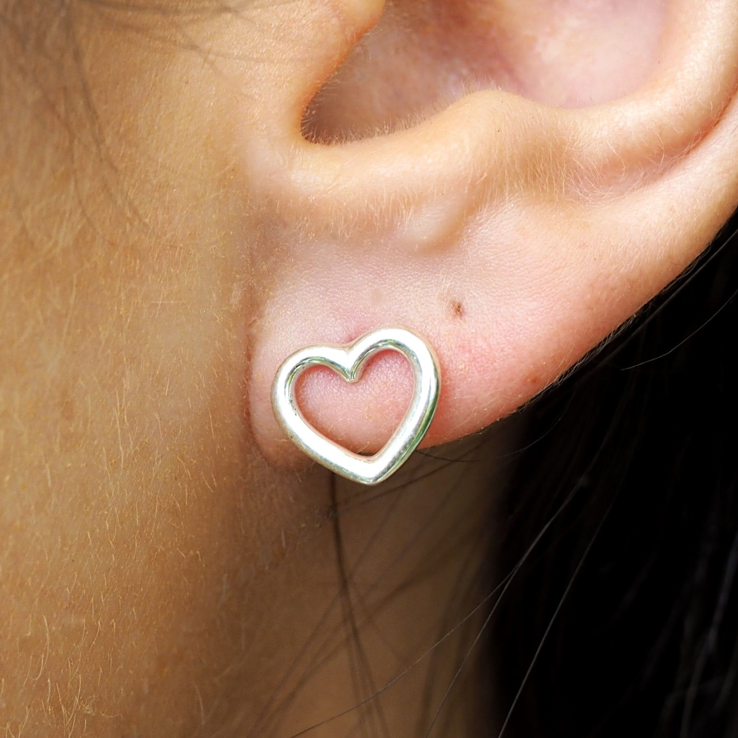 Open Heart Stud Earrings