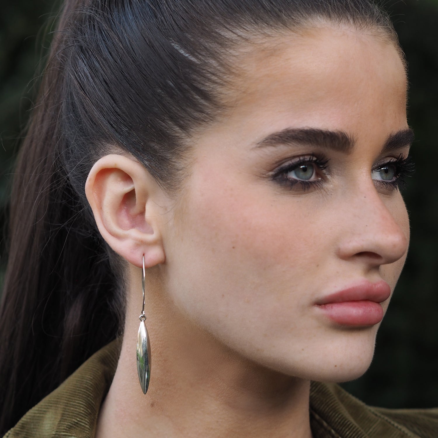 Rioja Long Polished Silver Drop Earrings