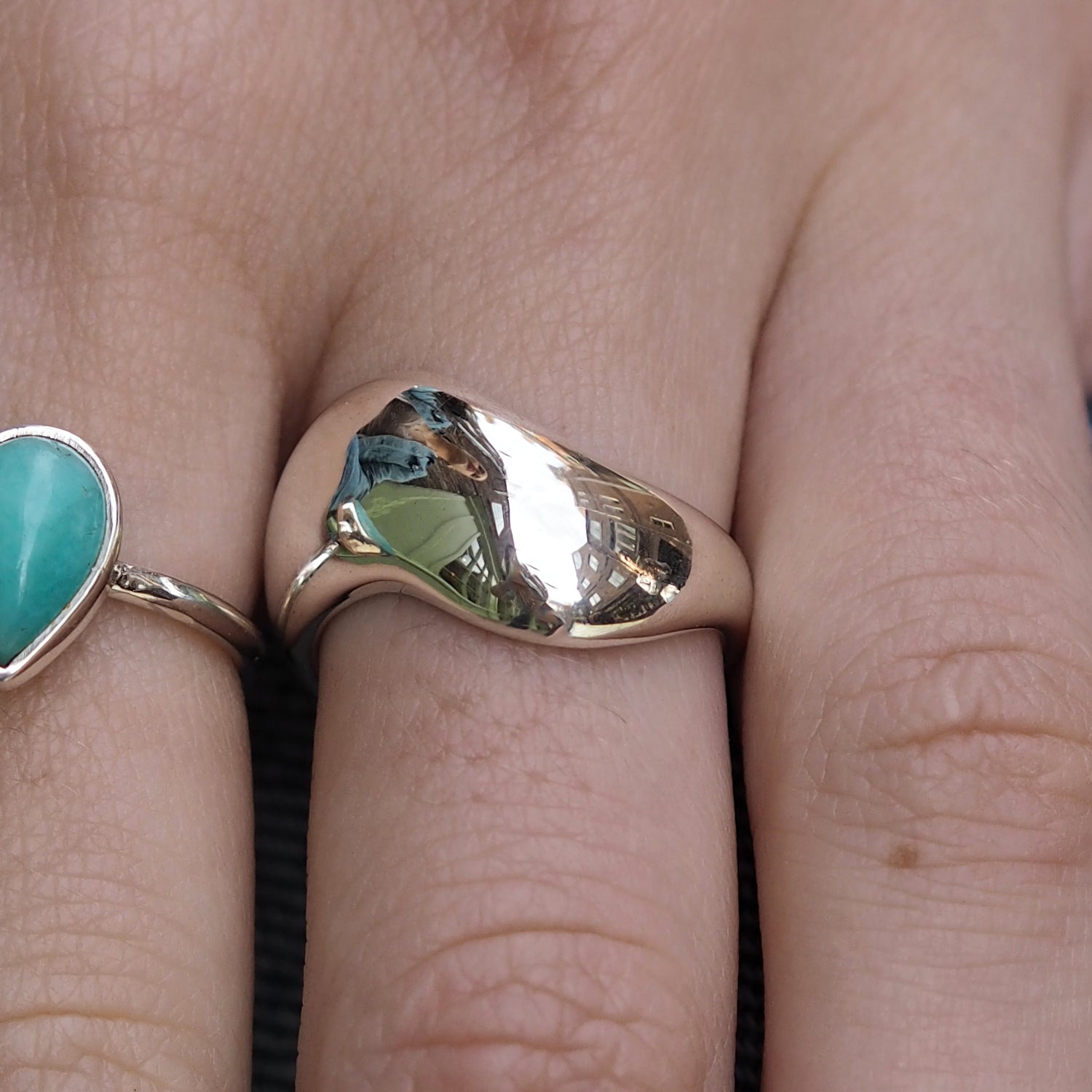 Ripple Polished Silver Ring