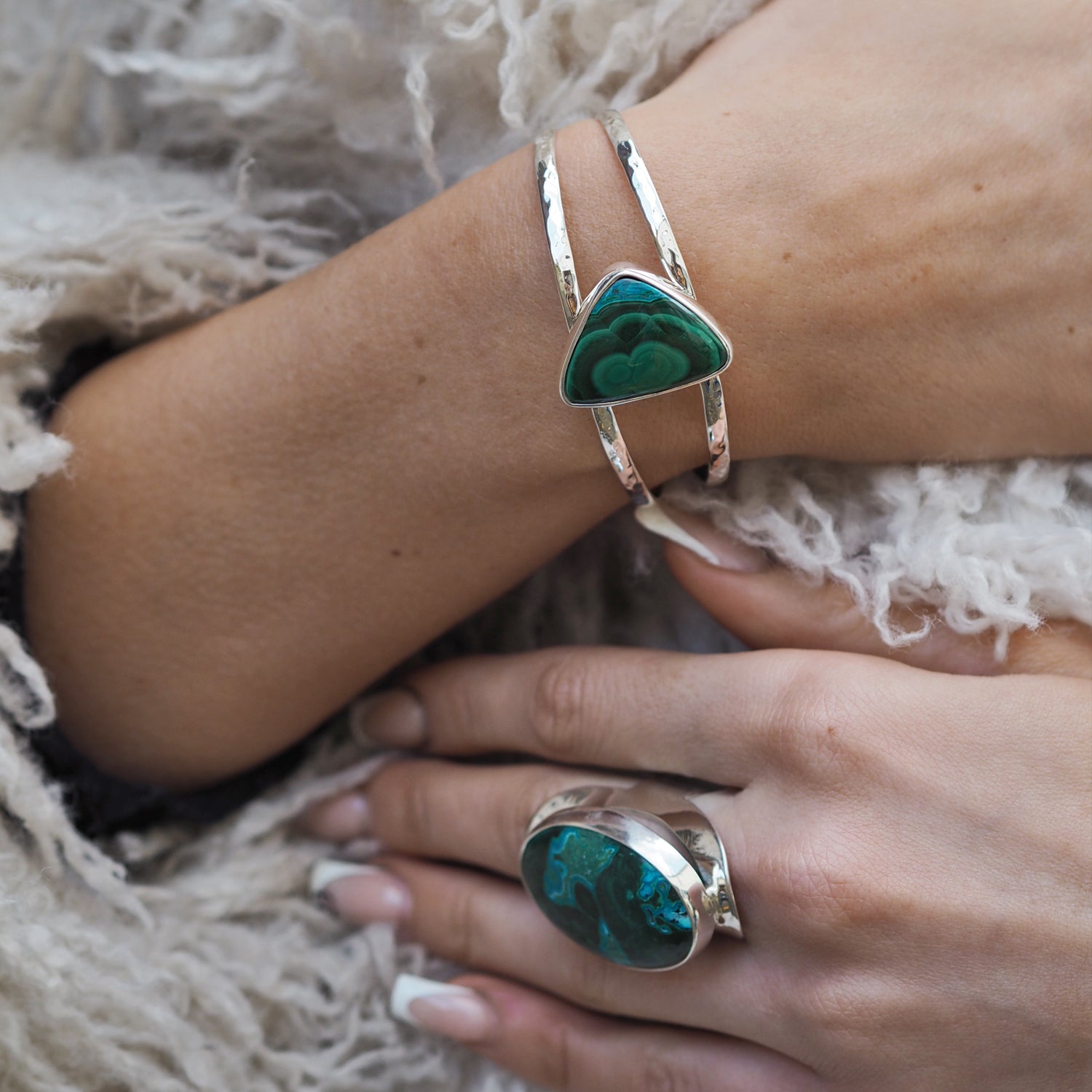 Monet Shattuckite Gemstone Large Adjustable Ring A