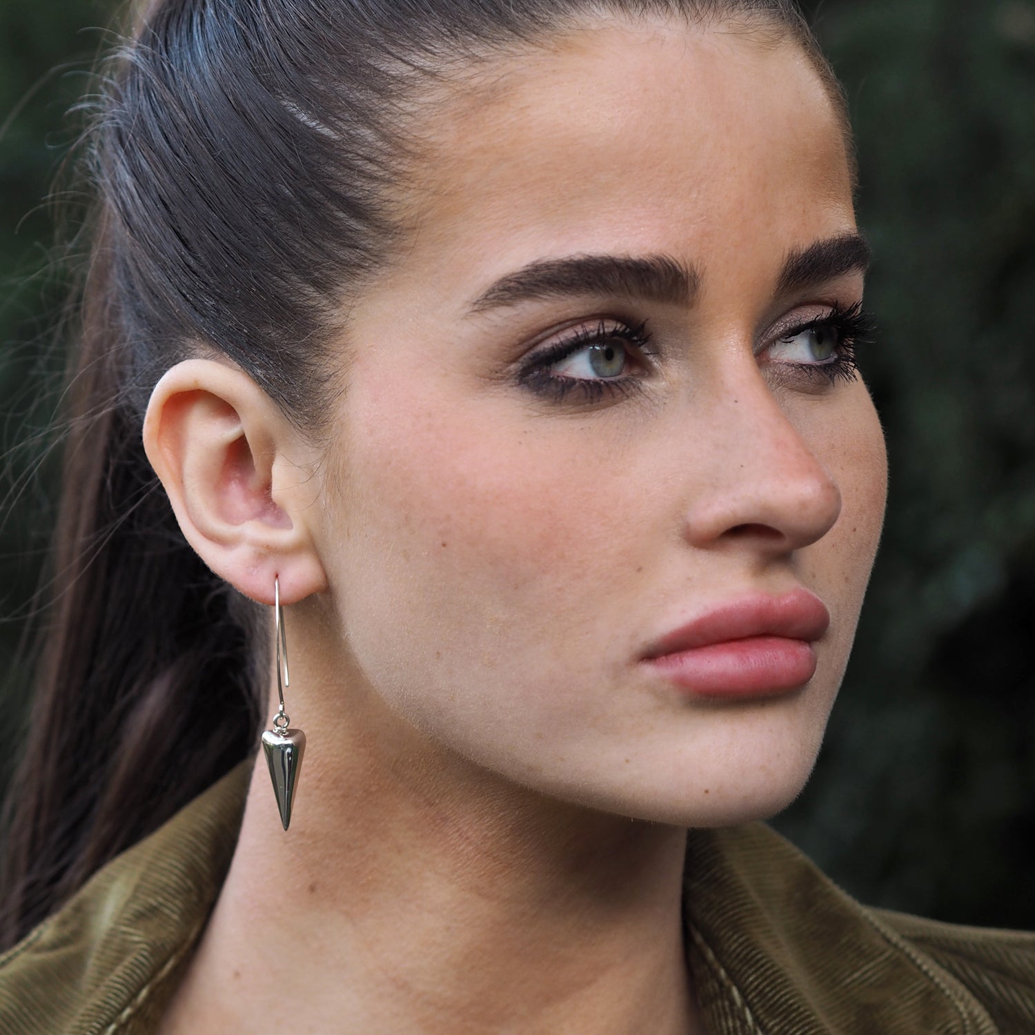 Verity Long Polished Silver Drop Earrings