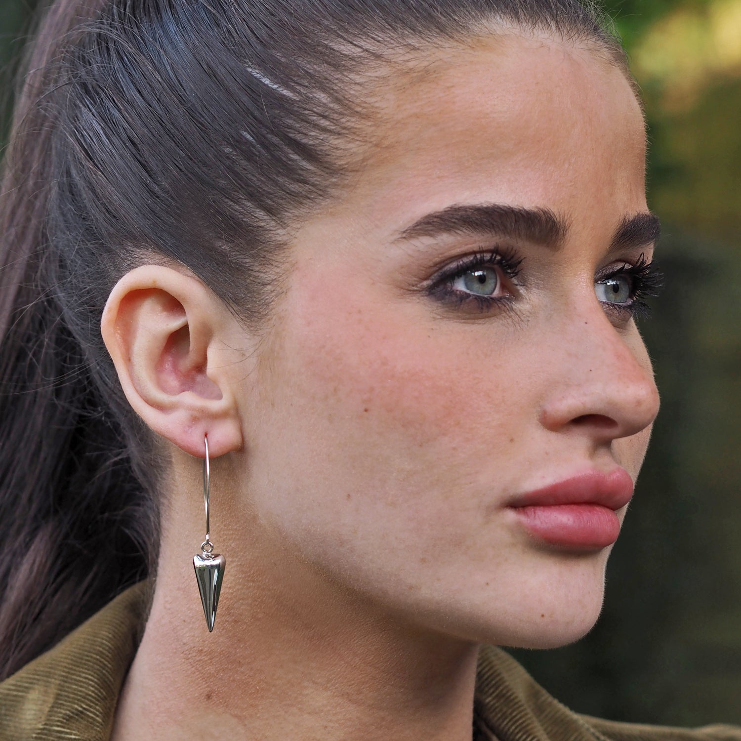 Verity Long Polished Silver Drop Earrings