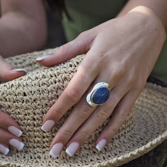 Monet Lapis Large Adjustable Ring