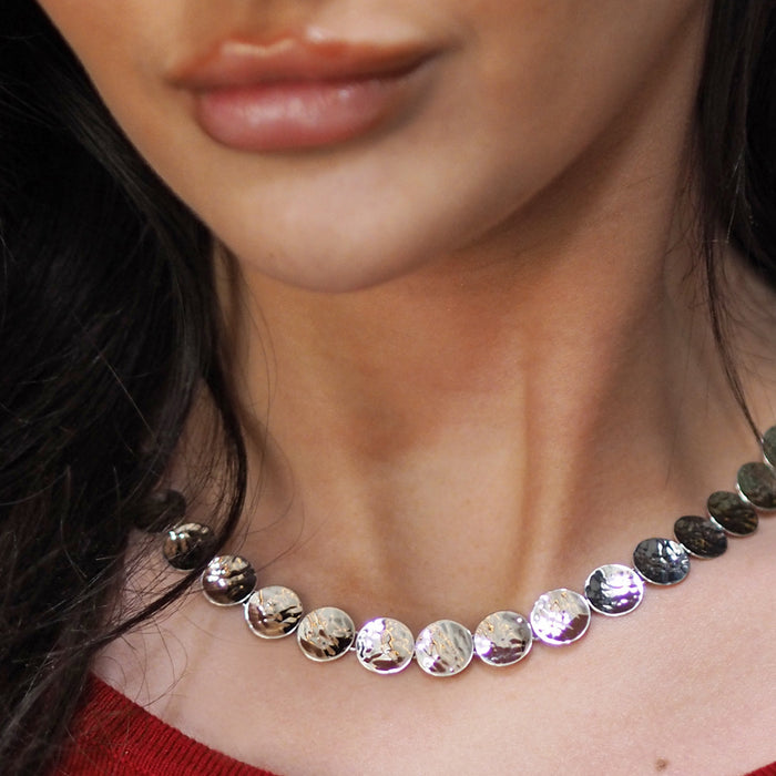 Roma Round Hammered Necklace