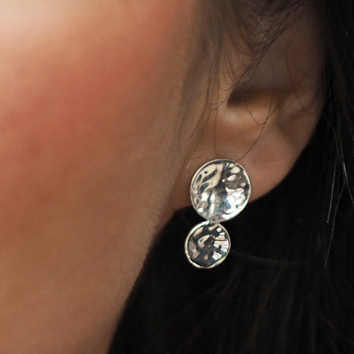 Roma Round Hammered Stud Earrings