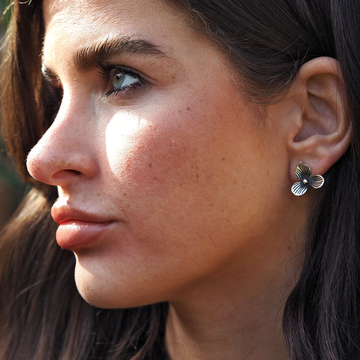 Viola Oxidised Small Stud Earrings