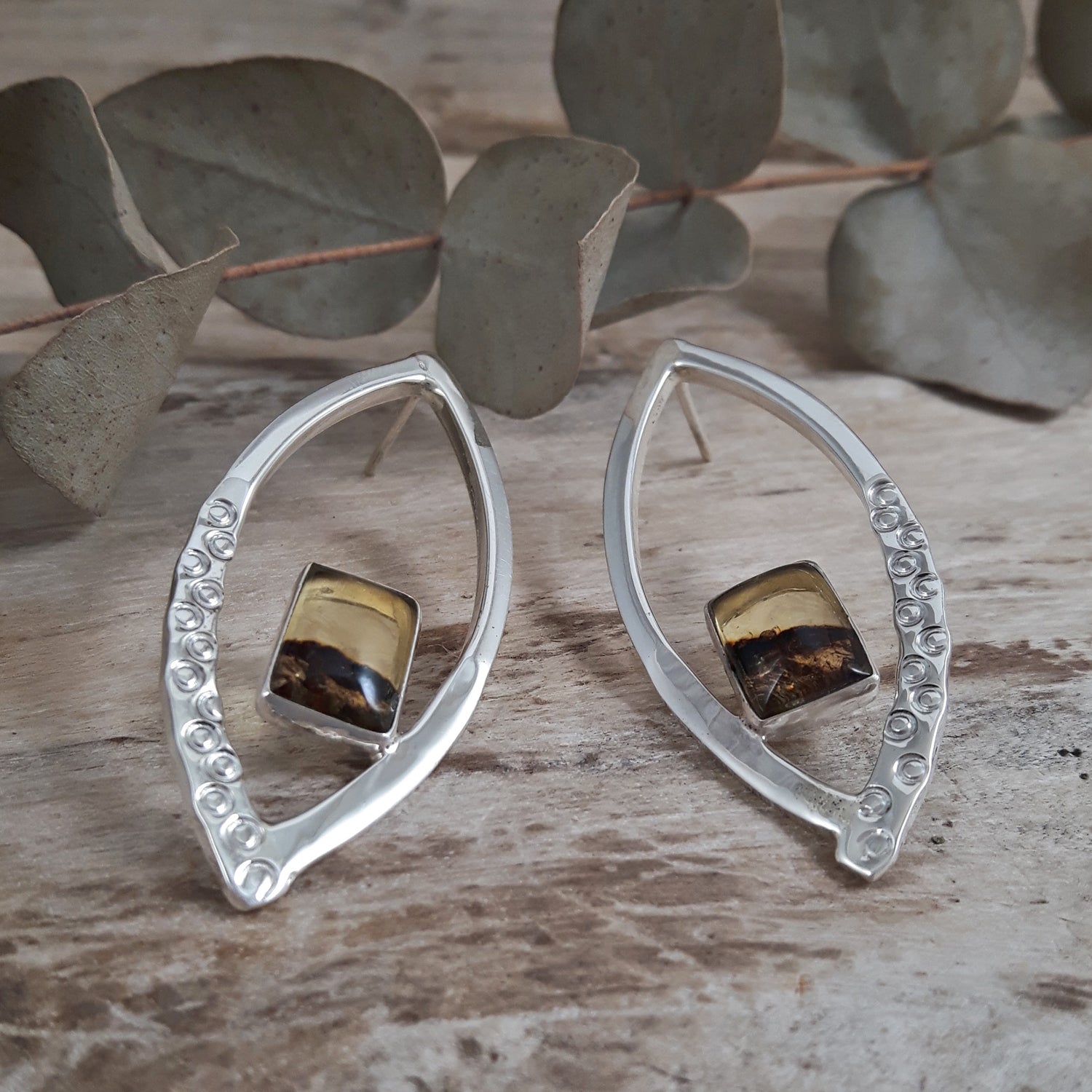 SAMPLE Flame Amber Stud Earrings