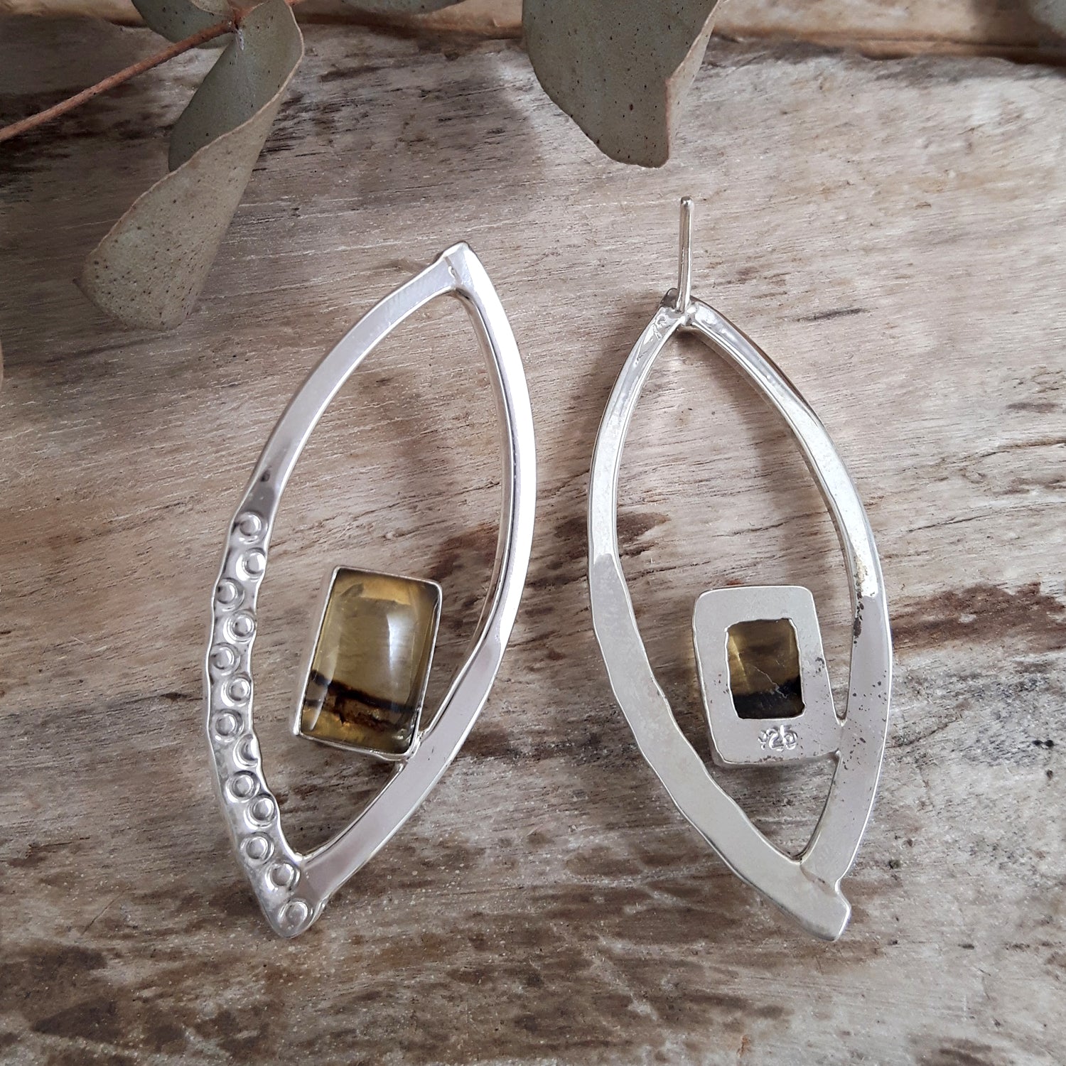 SAMPLE Flame Amber Stud Earrings