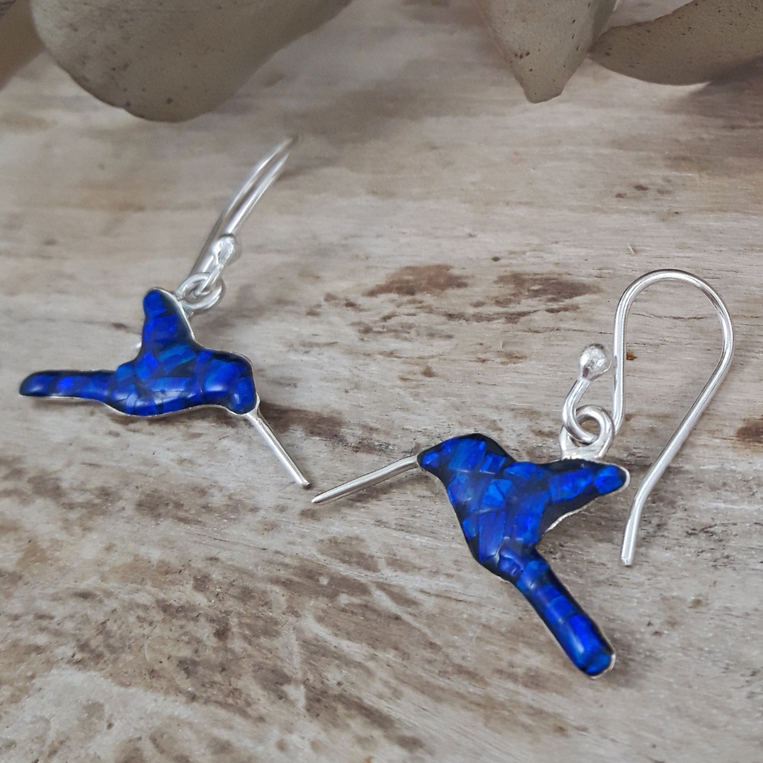 SAMPLE Flinder Hummingbird Blue Drop Earrings
