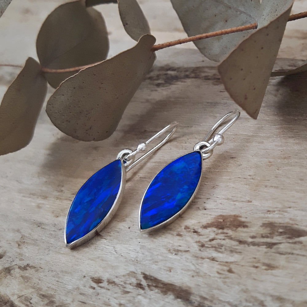 Flinder Blue Leaf Drop Earrings