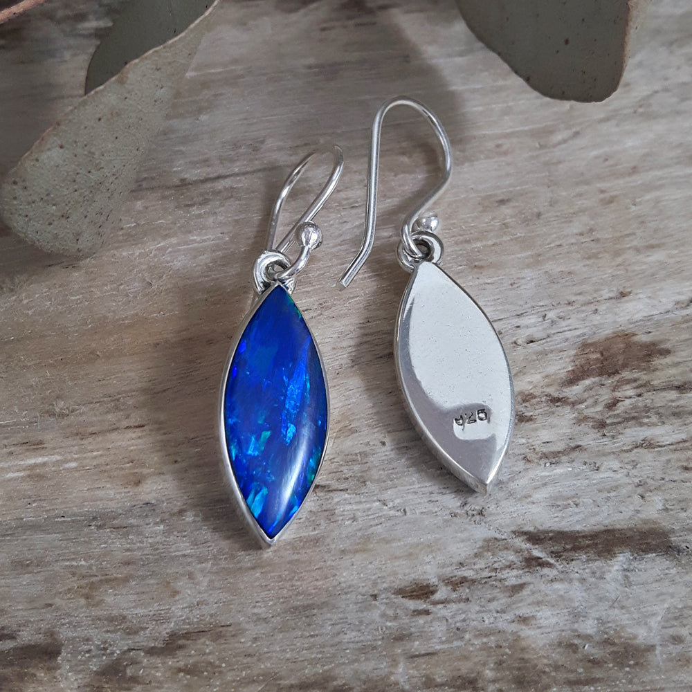 Flinder Blue Leaf Drop Earrings