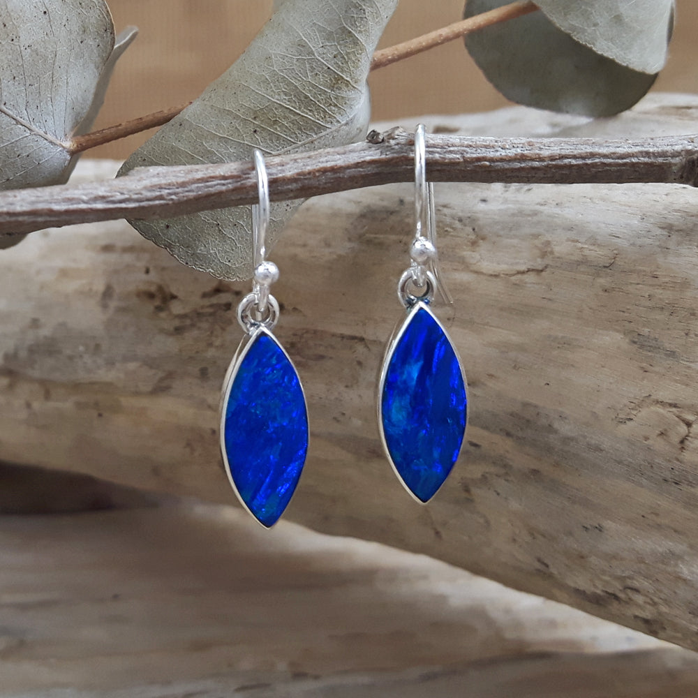Flinder Blue Leaf Drop Earrings